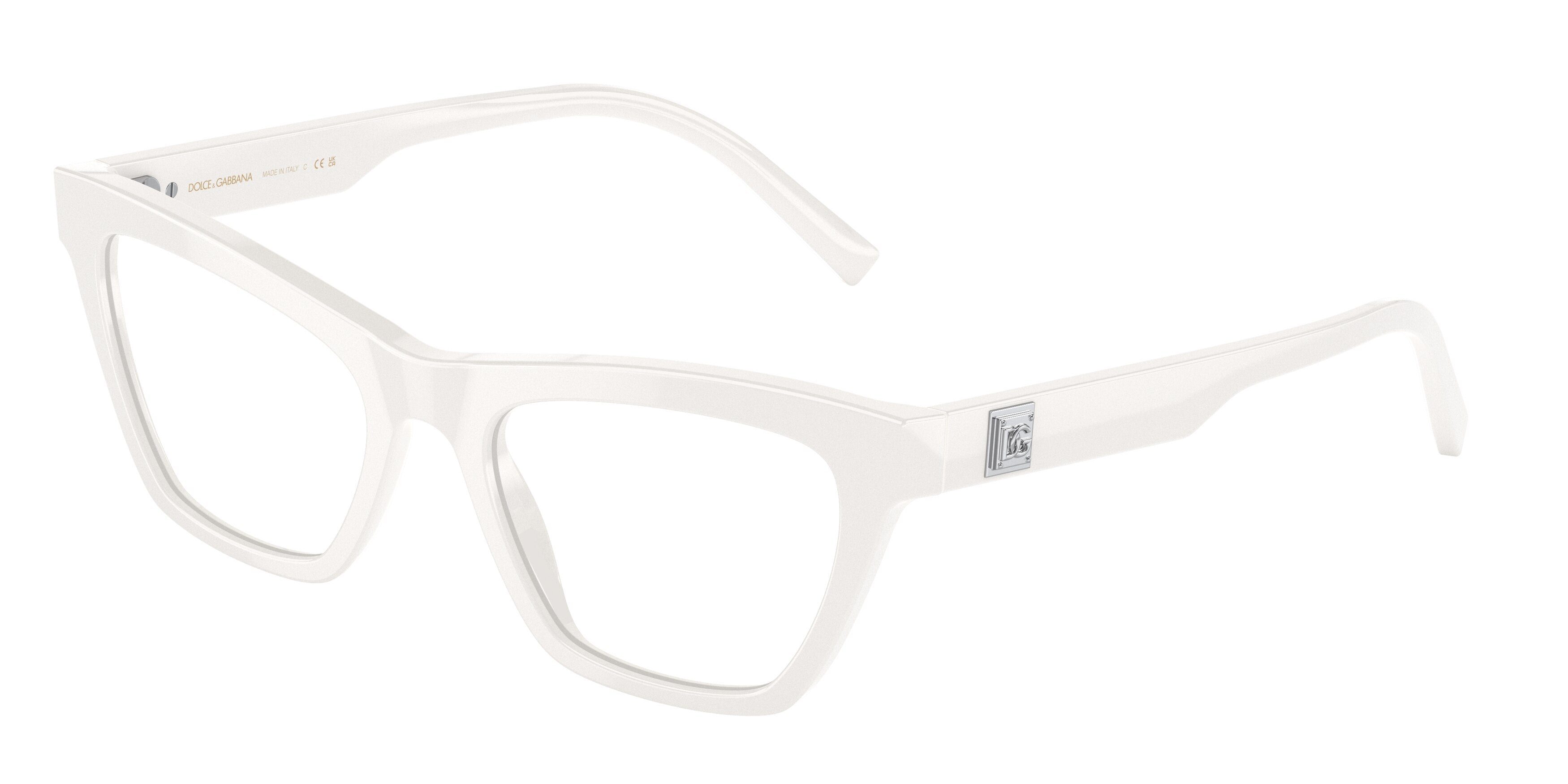 DOLCE & GABBANA DG3359 Cat Eye Eyeglasses 3312-White 53-145-19 - Color Map White