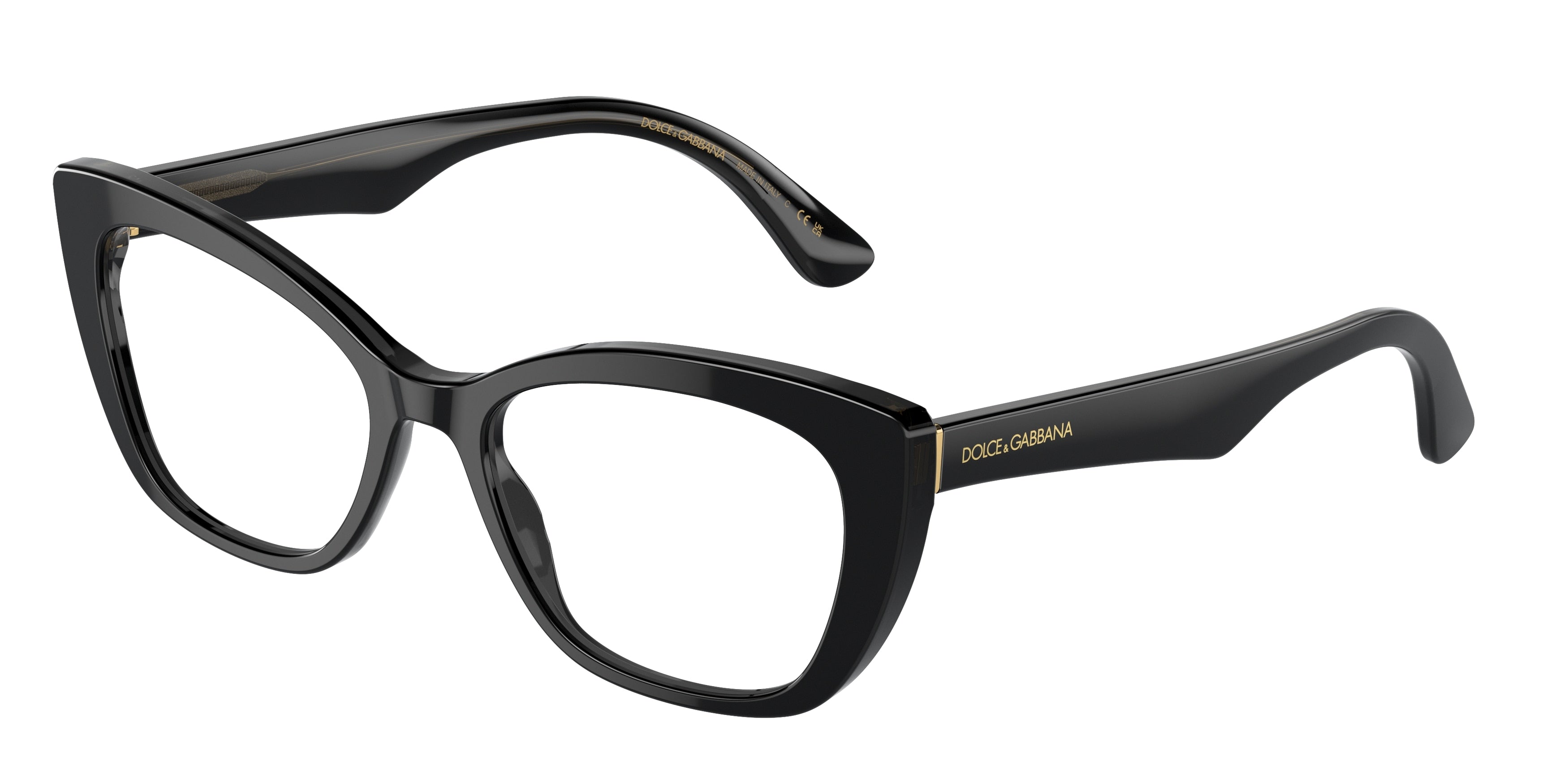 DOLCE & GABBANA DG3360 Cat Eye Eyeglasses 3246-Black/Transparent Grey 54-145-18 - Color Map Black
