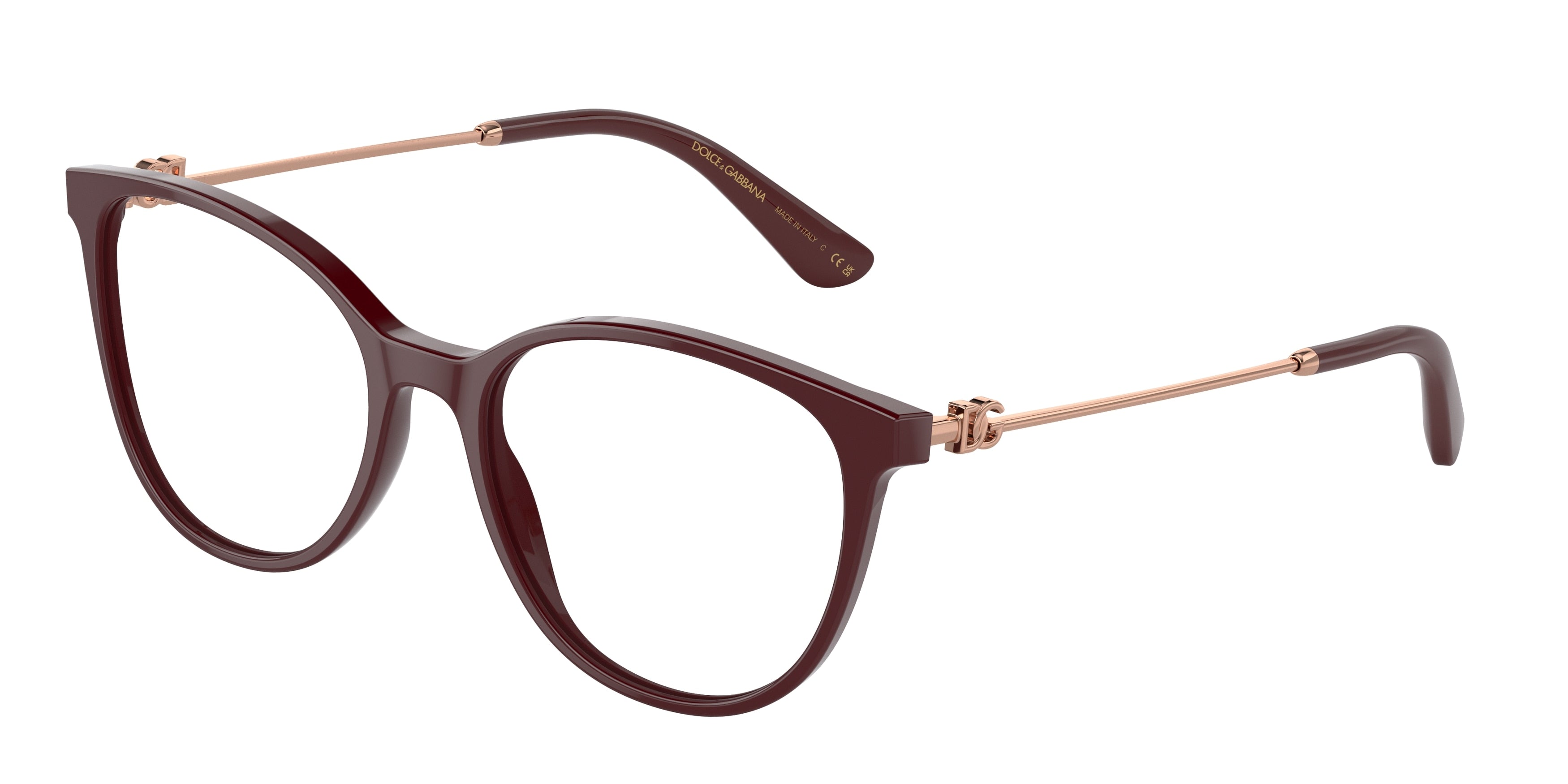 DOLCE & GABBANA DG3363 Butterfly Eyeglasses  3091-Bordeaux 54-145-18 - Color Map Red