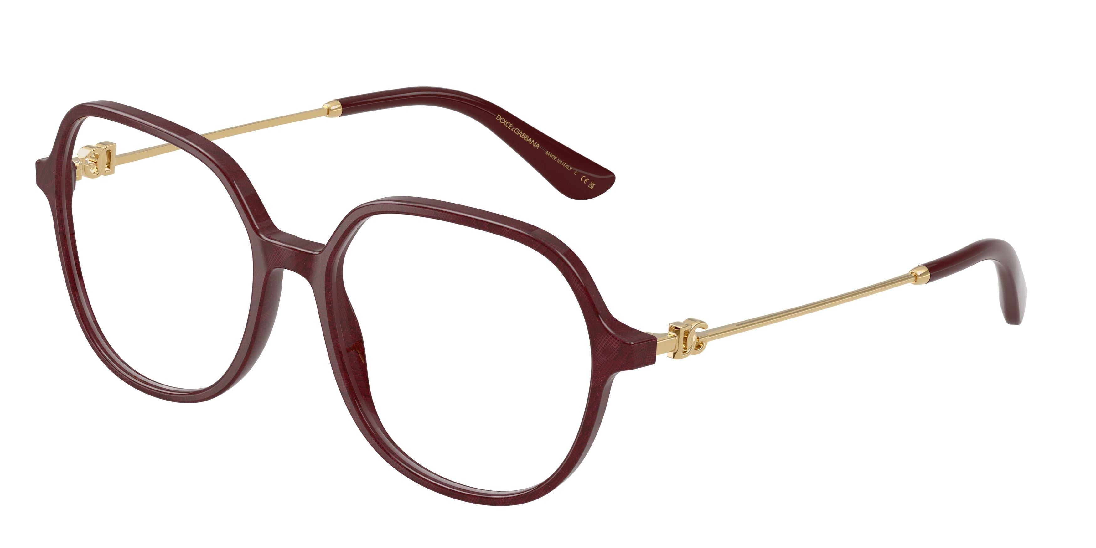 DOLCE & GABBANA DG3364 Butterfly Eyeglasses 3442-Bordeaux 54-145-17 - Color Map Red