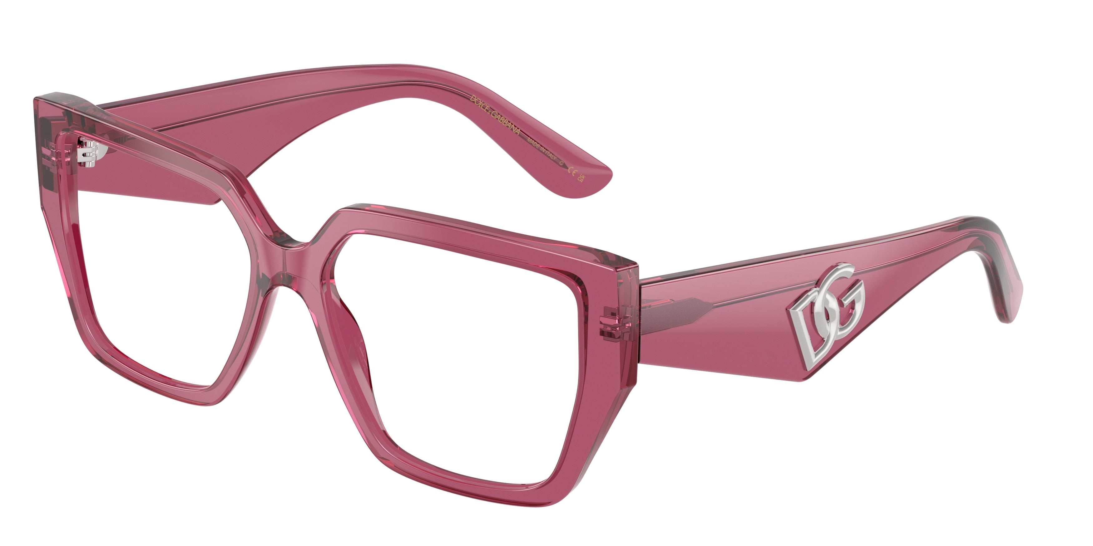 DOLCE & GABBANA DG3373 Square Eyeglasses  3211-Transparent Bordeaux 53-145-16 - Color Map Red