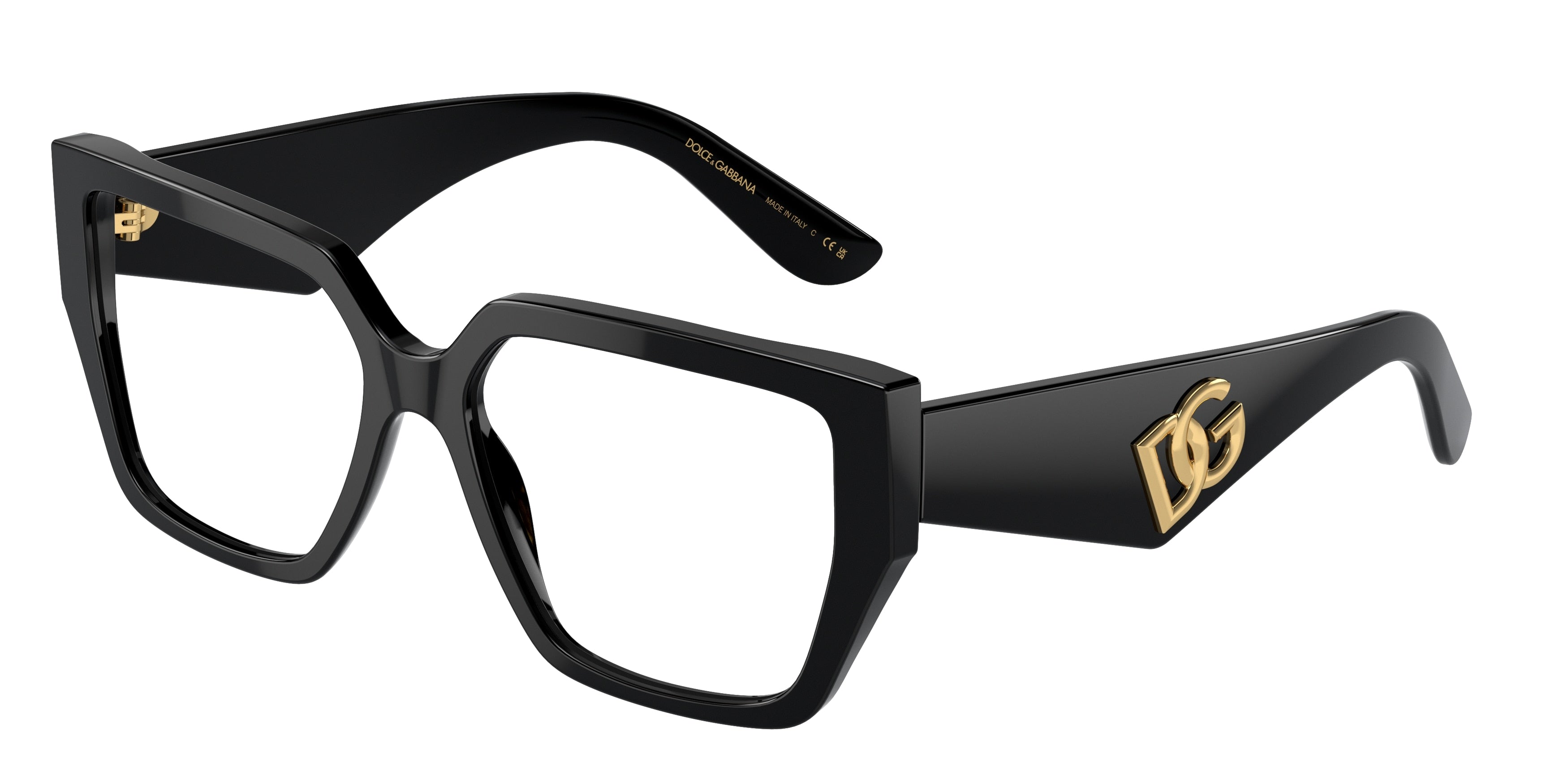 DOLCE & GABBANA DG3373 Square Eyeglasses 501-Black 55-145-16 - Color Map Black