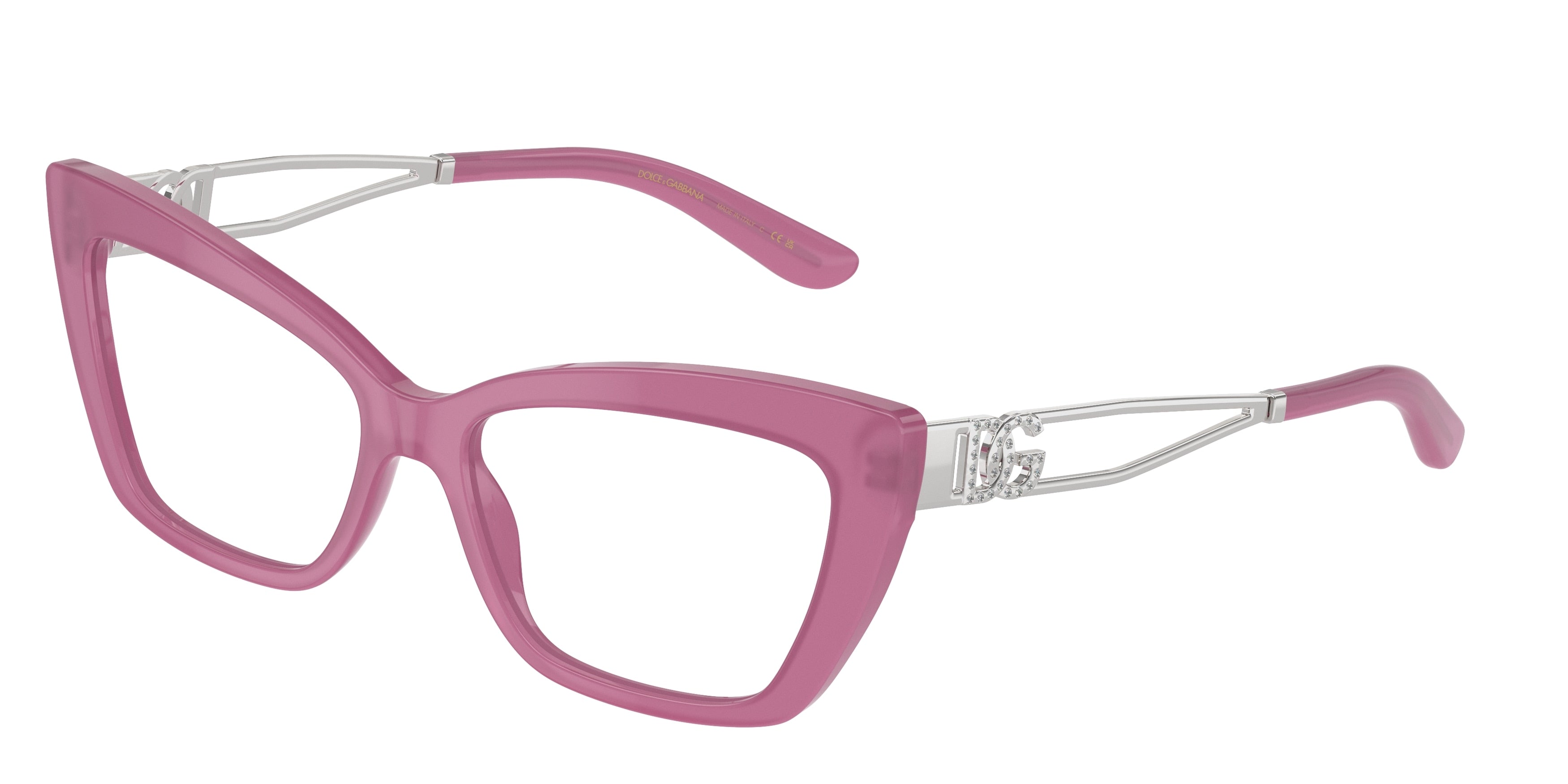 DOLCE & GABBANA DG3375B Cat Eye Eyeglasses 2966-Opal Raspberry 55-140-16 - Color Map Pink