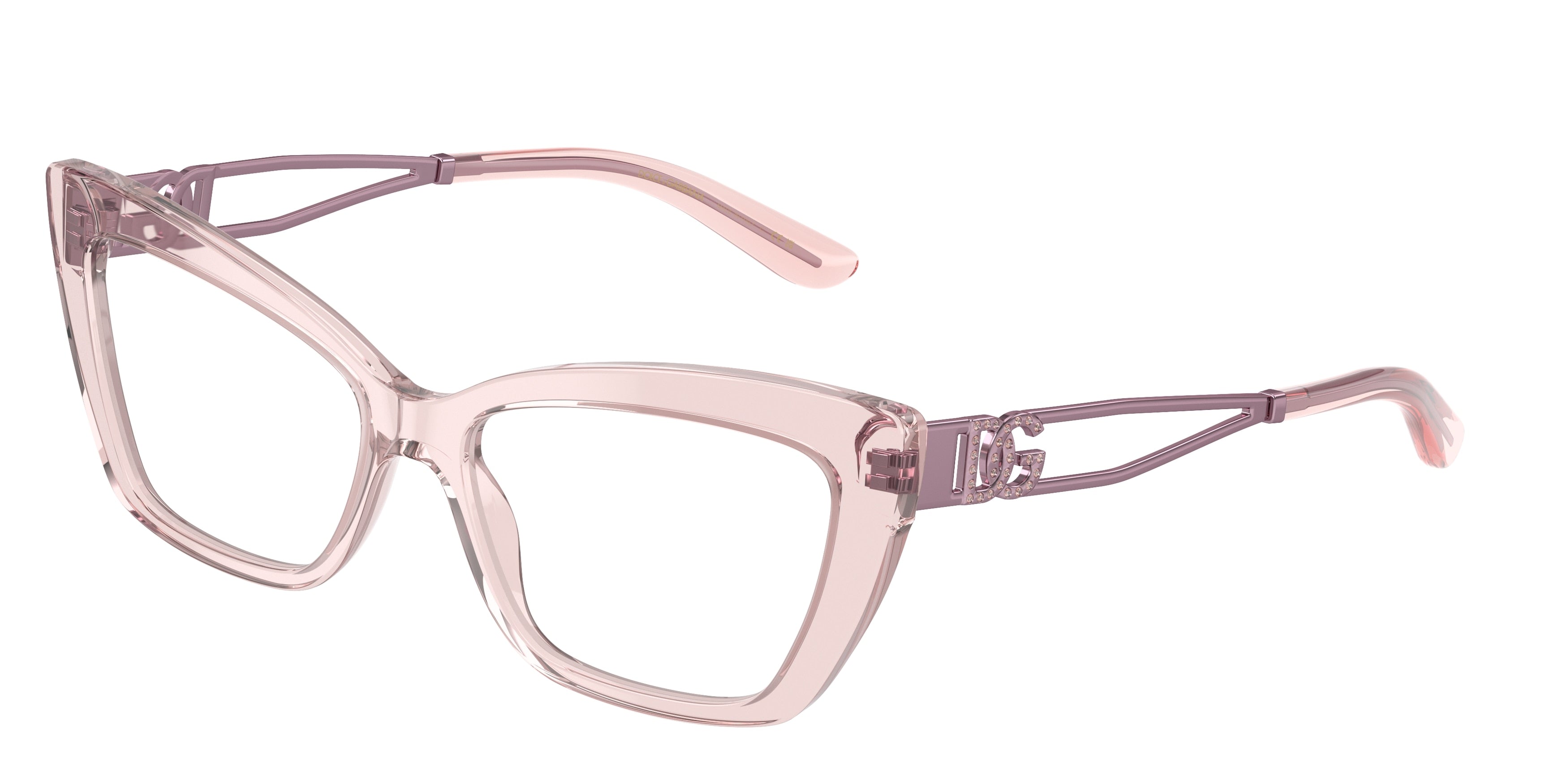 DOLCE & GABBANA DG3375B Cat Eye Eyeglasses 3148-Transparent Rose 55-140-16 - Color Map Pink