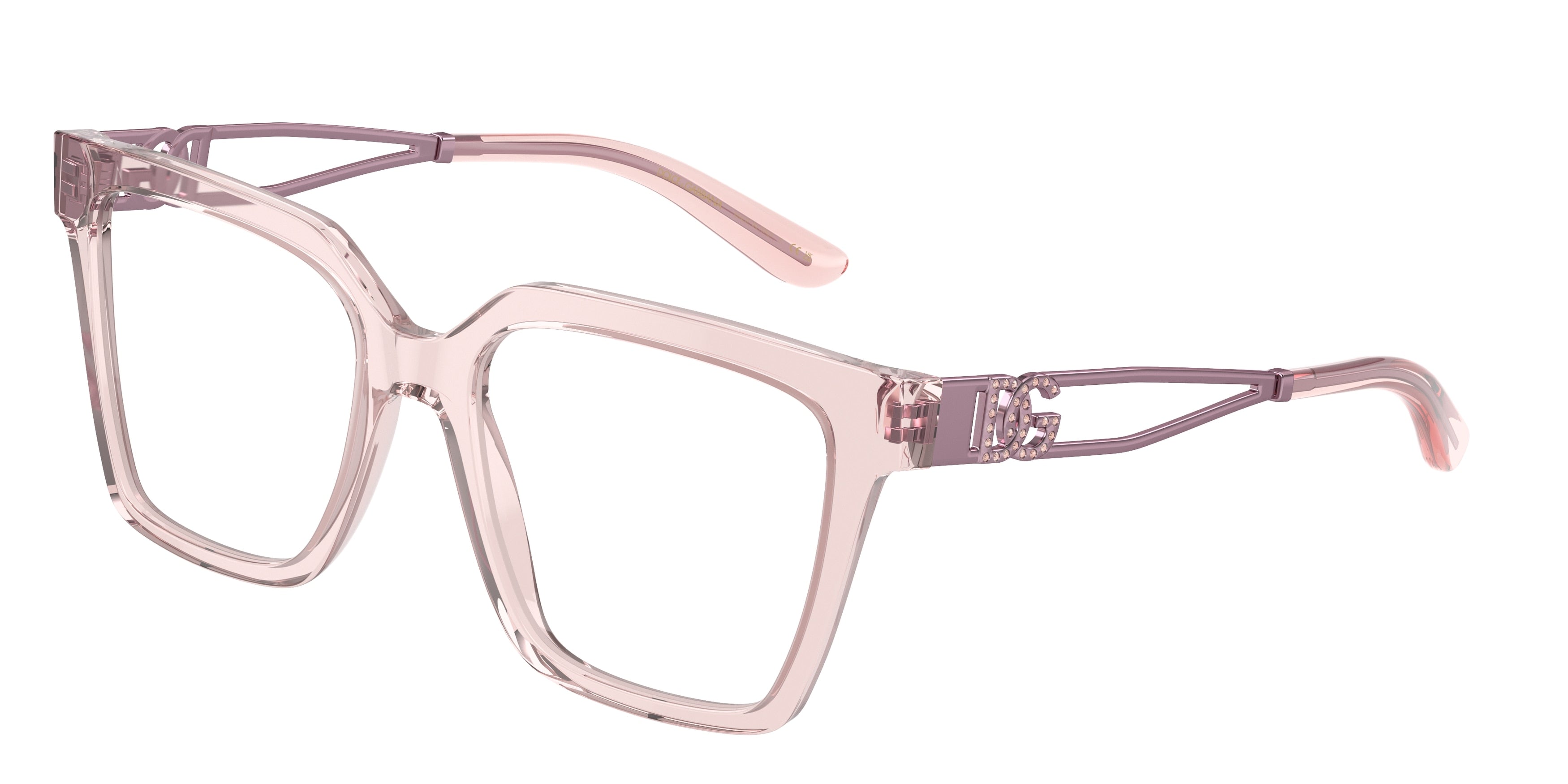 DOLCE & GABBANA DG3376B Square Eyeglasses 3148-Transparent Rose 53-140-18 - Color Map Pink