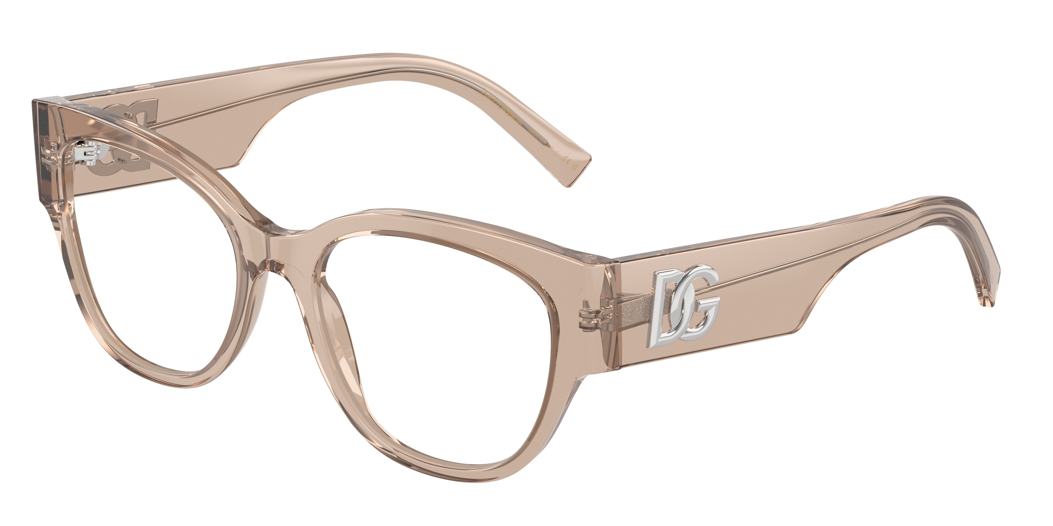 DOLCE & GABBANA DG3377 Butterfly Eyeglasses 3432-Transparent Camel 53-145-18 - Color Map Brown