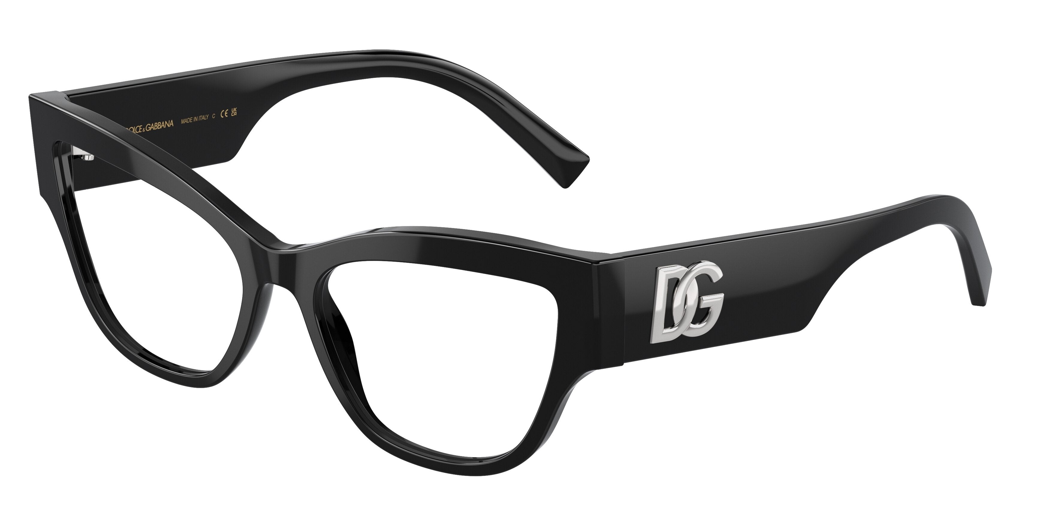 DOLCE & GABBANA DG3378F Cat Eye Eyeglasses 501-Black 55-145-17 - Color Map Black