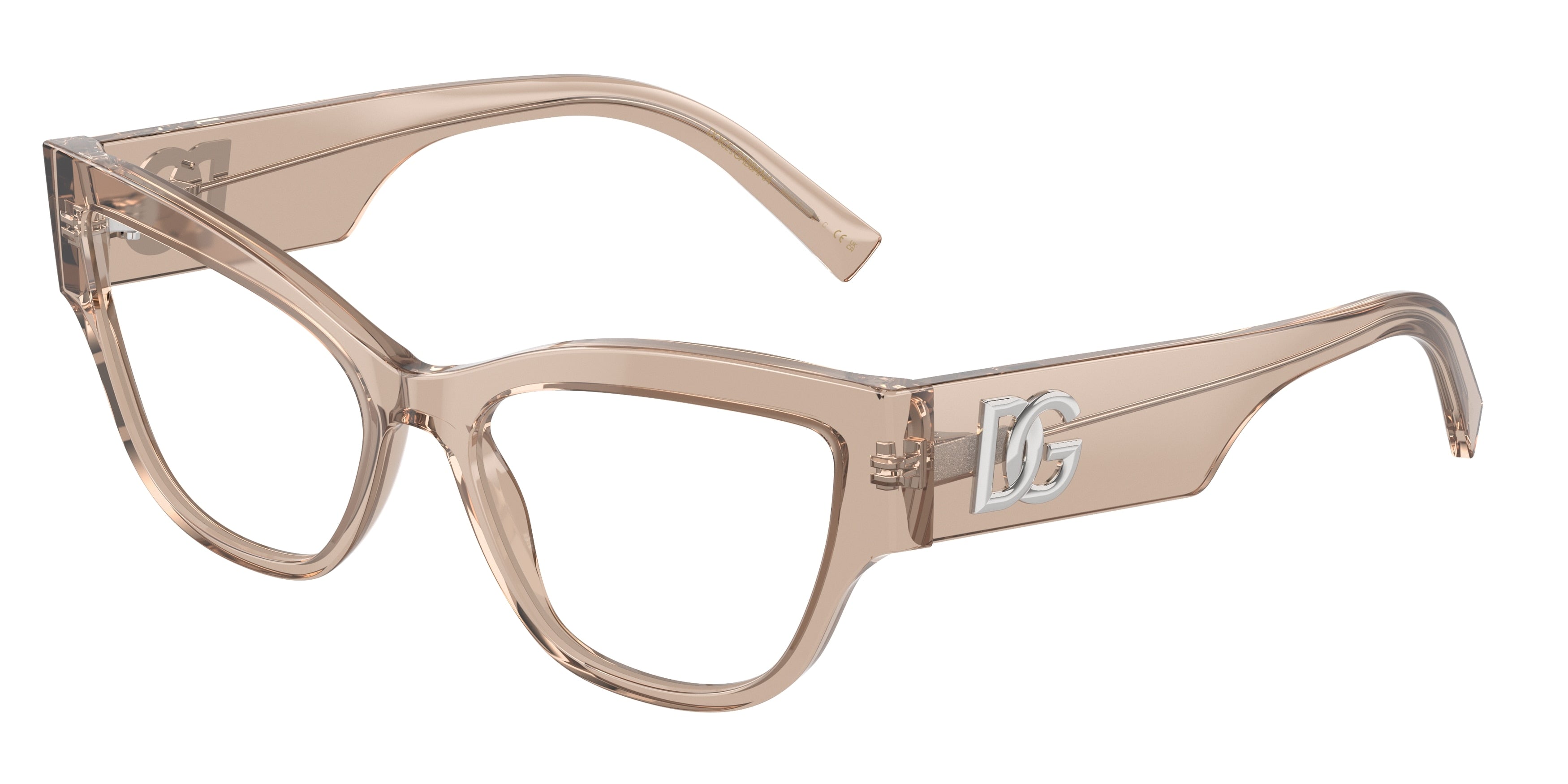 DOLCE & GABBANA DG3378 Cat Eye Eyeglasses 3432-Transparent Camel 55-145-17 - Color Map Brown