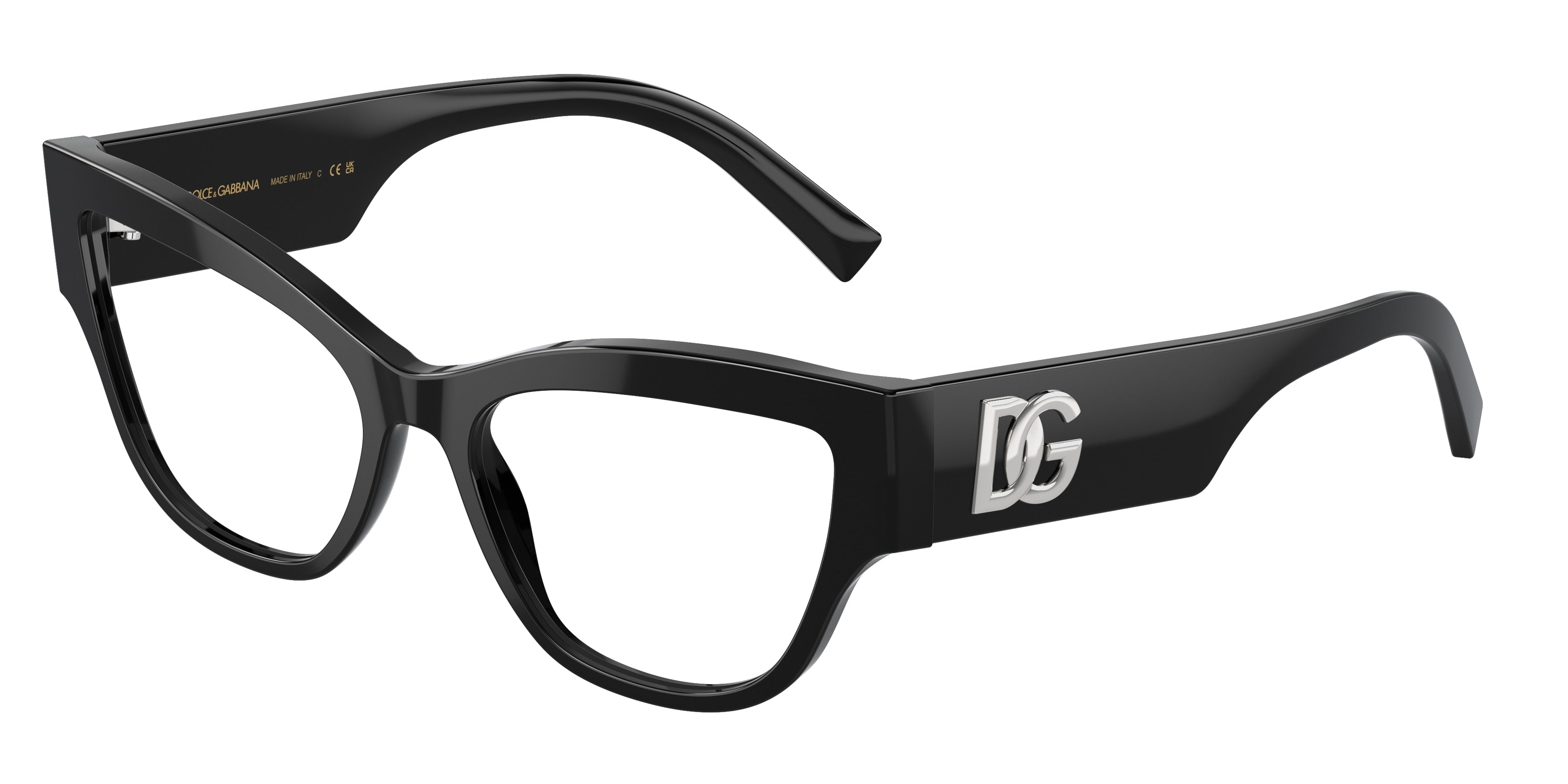 DOLCE & GABBANA DG3378 Cat Eye Eyeglasses 501-Black 55-145-17 - Color Map Black