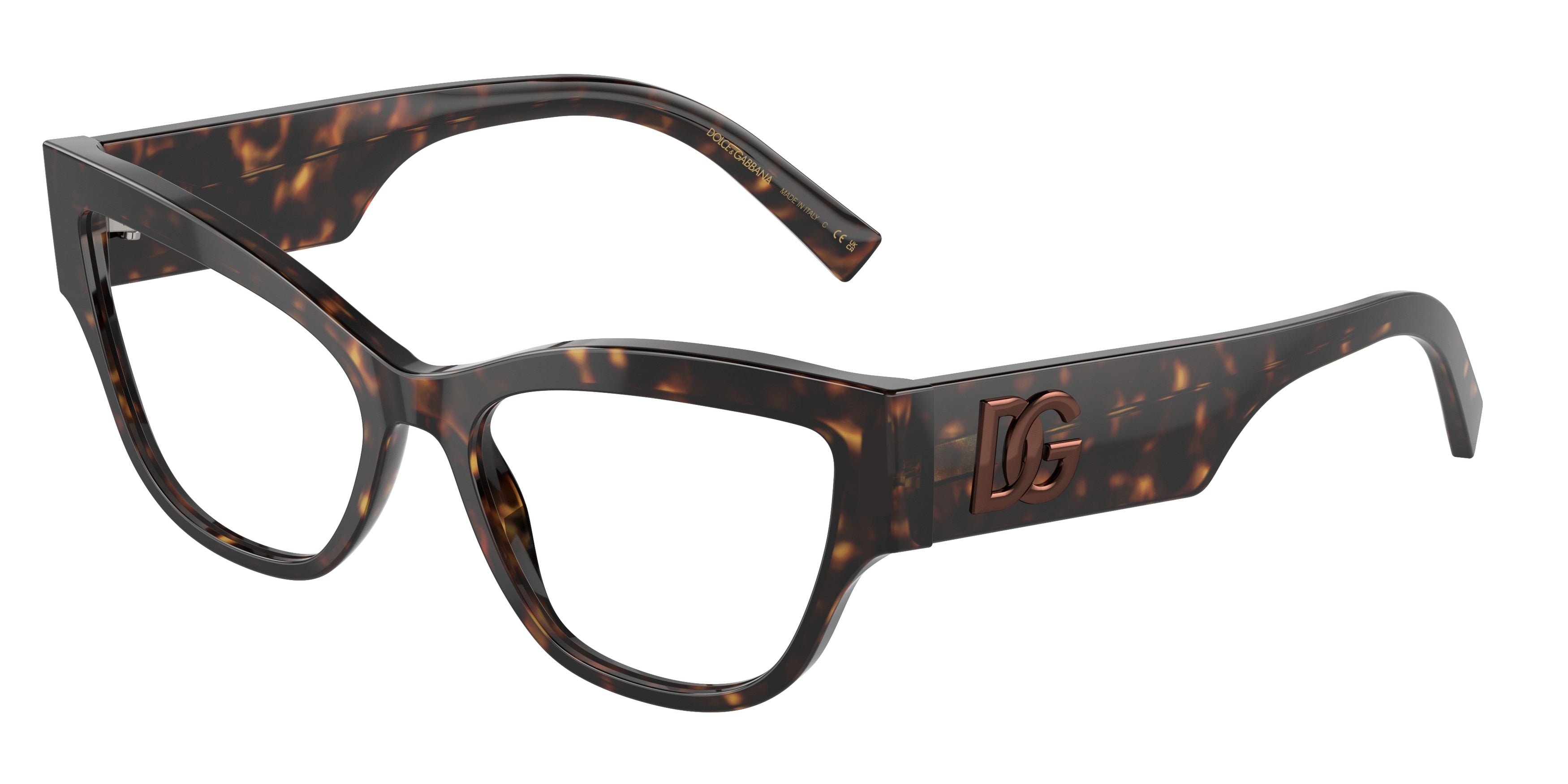 DOLCE & GABBANA DG3378 Cat Eye Eyeglasses 502-Havana 55-145-17 - Color Map Tortoise