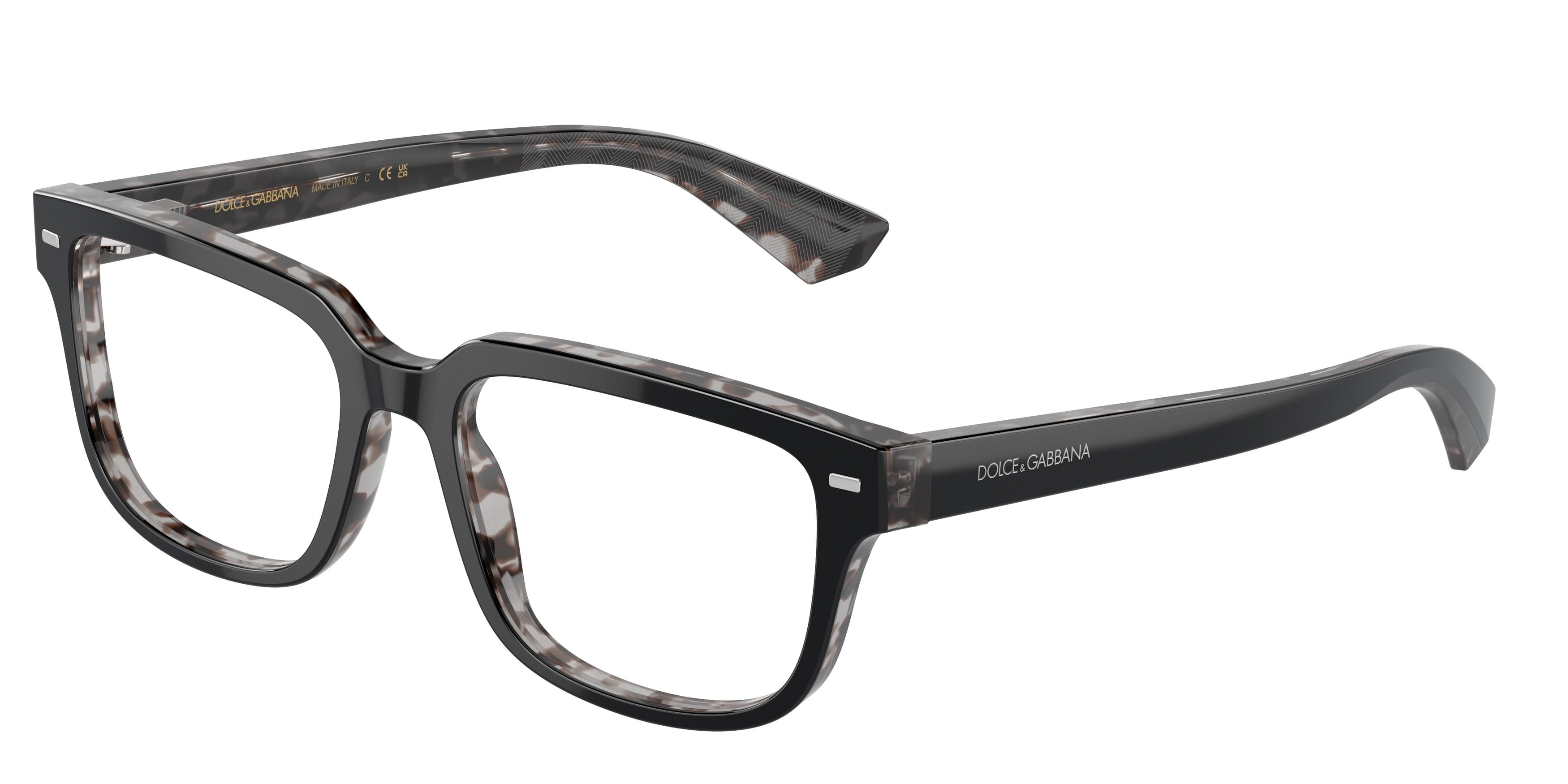 DOLCE & GABBANA DG3380 Square Eyeglasses 3403-Black On Grey Havana 54-145-18 - Color Map Black