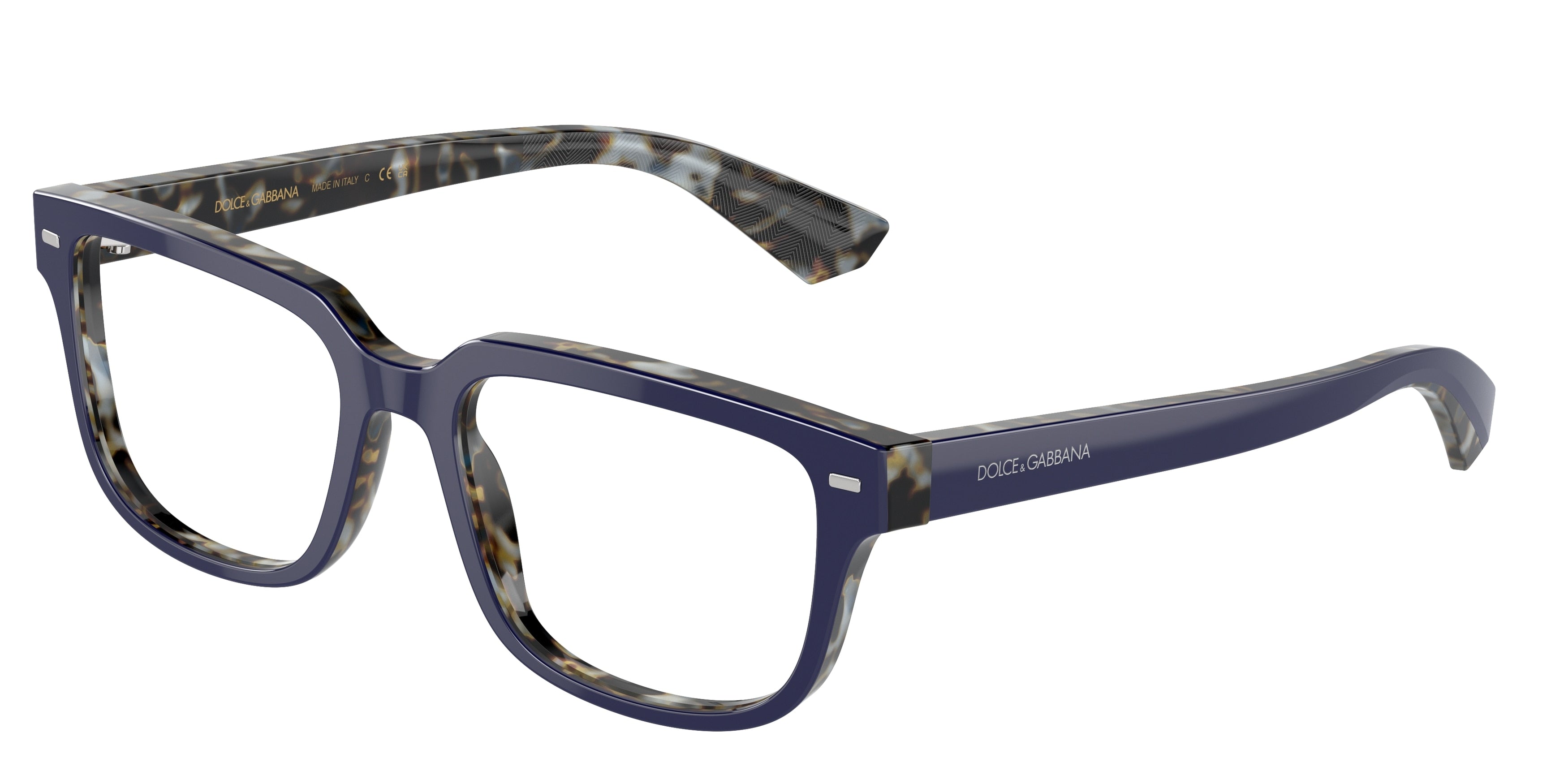 DOLCE & GABBANA DG3380 Square Eyeglasses 3423-Blue On Blue Havana 54-145-18 - Color Map Blue