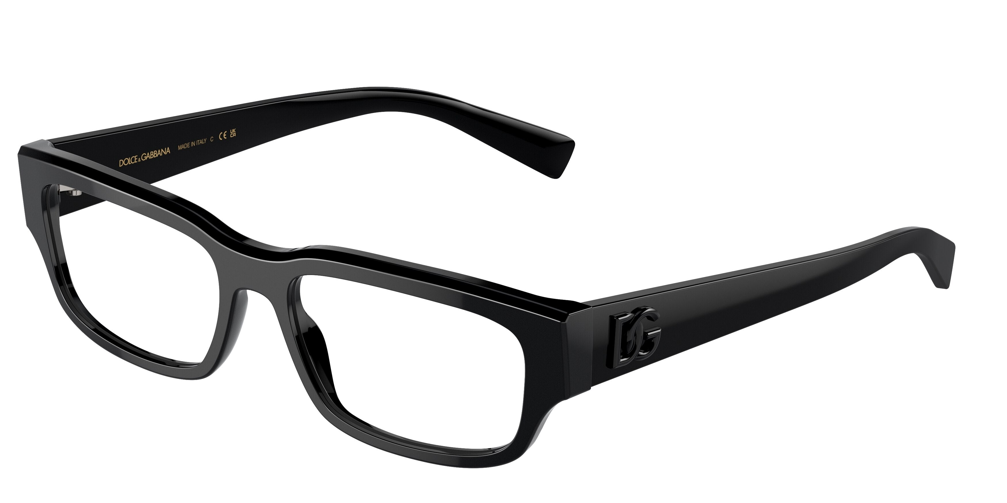 DOLCE & GABBANA DG3381 Rectangle Eyeglasses 501-Black 55-145-17 - Color Map Black