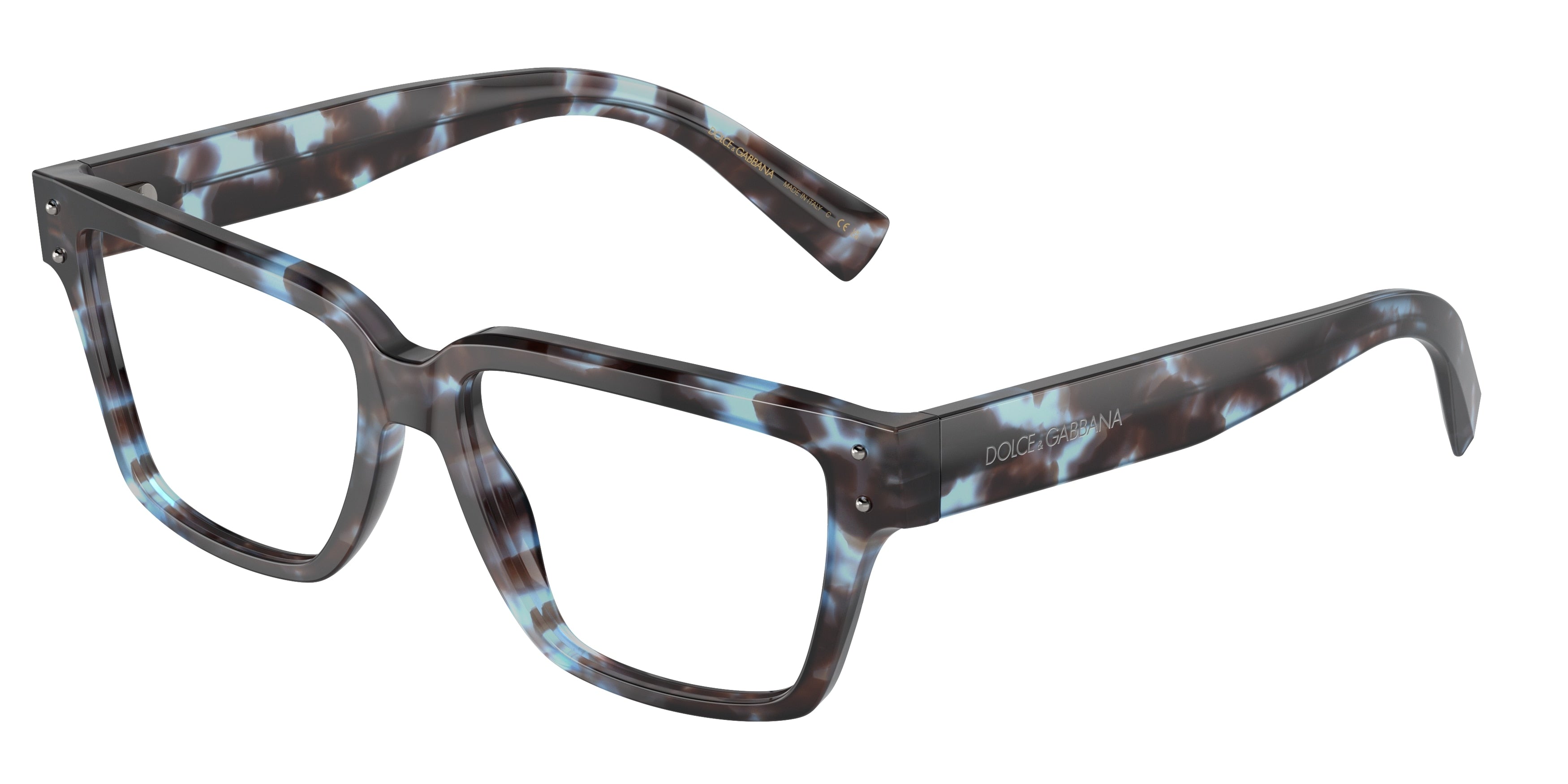 DOLCE & GABBANA DG3383 Square Eyeglasses 3392-Havana Blue 55-145-16 - Color Map Blue