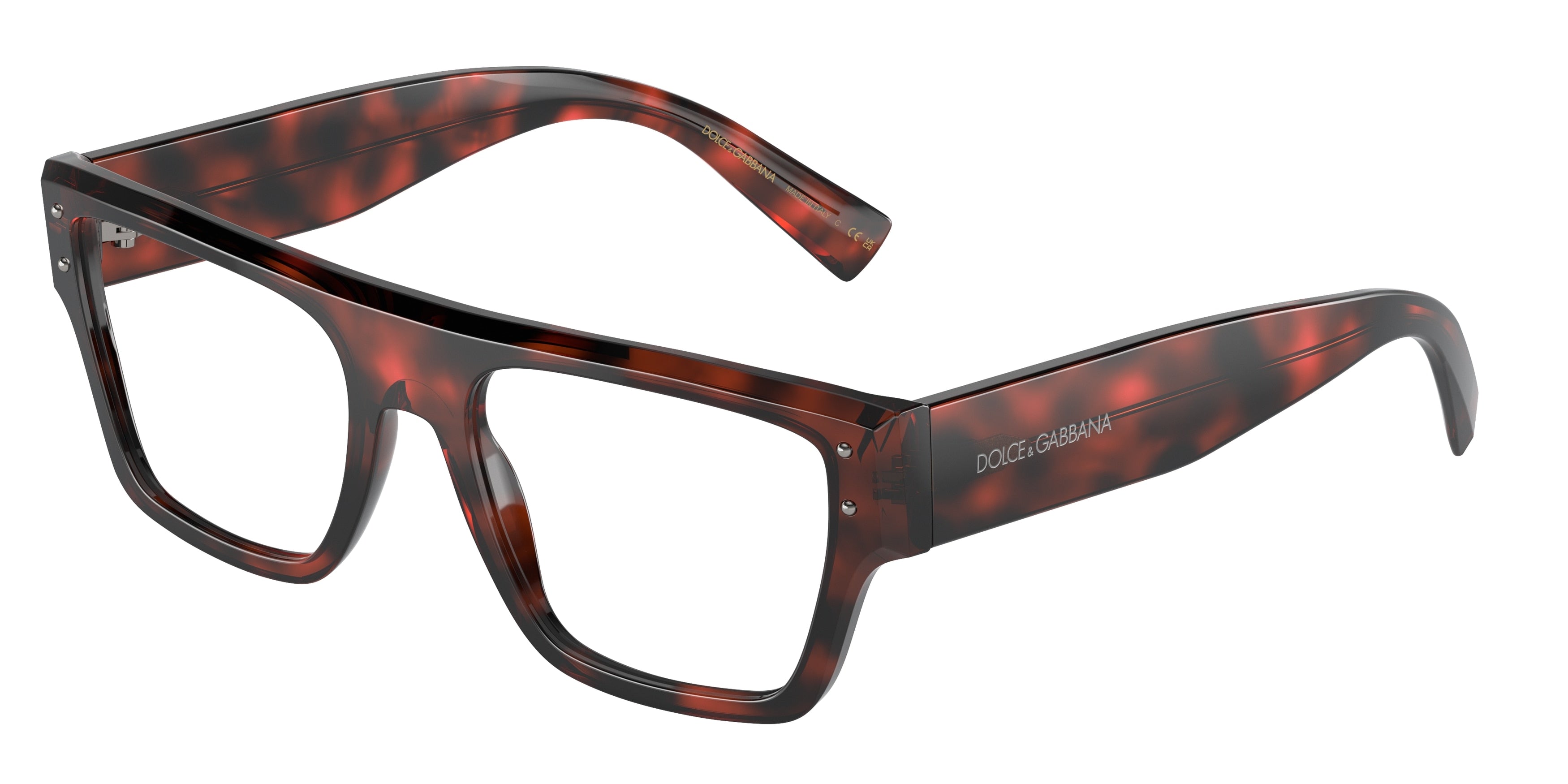DOLCE & GABBANA DG3384 Square Eyeglasses 3358-Havana Red 54-145-19 - Color Map Red