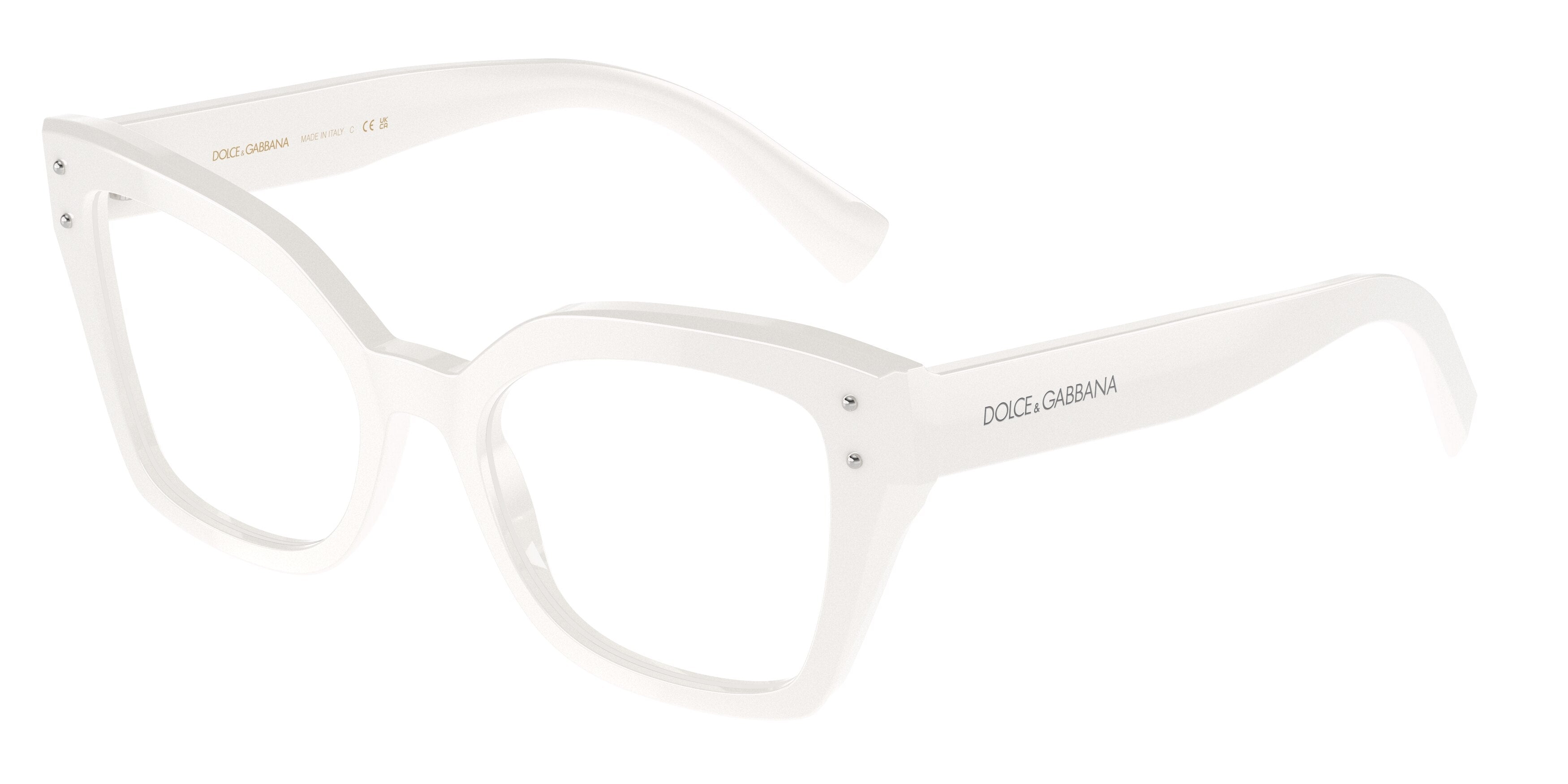 DOLCE & GABBANA DG3386F Butterfly Eyeglasses 3312-White 53-145-19 - Color Map White