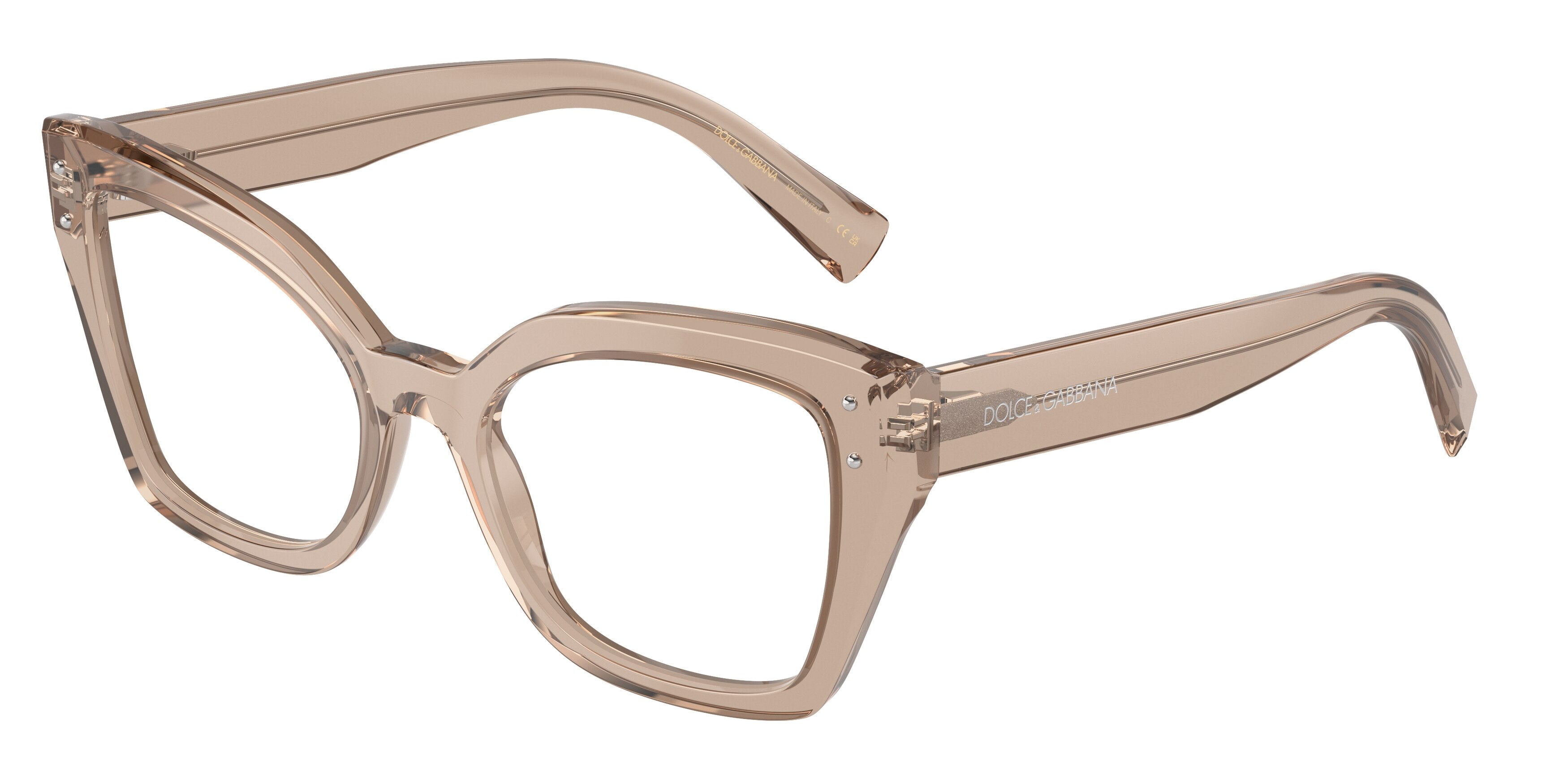DOLCE & GABBANA DG3386F Butterfly Eyeglasses 3432-Transparent Camel 53-145-19 - Color Map Brown