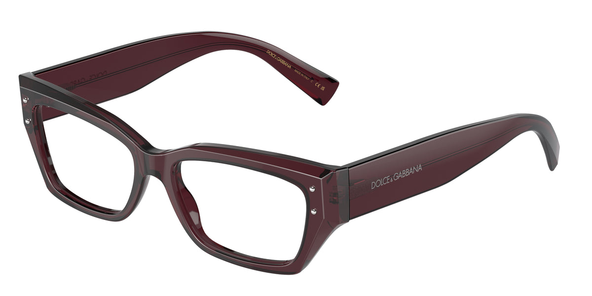DOLCE & GABBANA DG3387 Rectangle Eyeglasses 3045-Transparent Violet 53-145-16 - Color Map Violet
