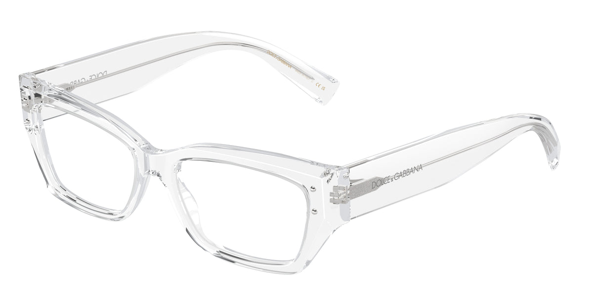 DOLCE & GABBANA DG3387 Rectangle Eyeglasses 3133-Transparent Crystal 53-145-16 - Color Map Transparent