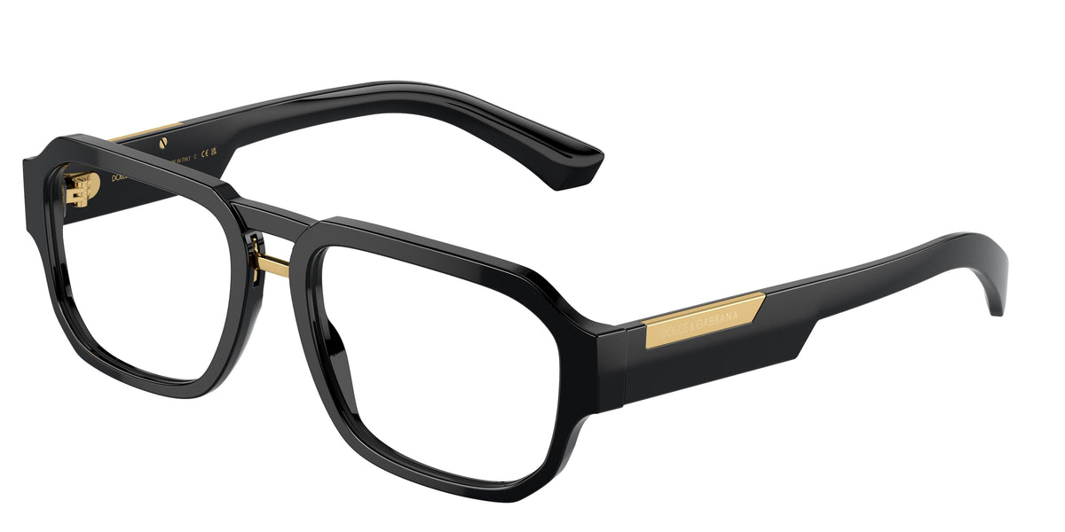 DOLCE & GABBANA DG3389 Pilot Eyeglasses 501-Black 55-145-18 - Color Map Black