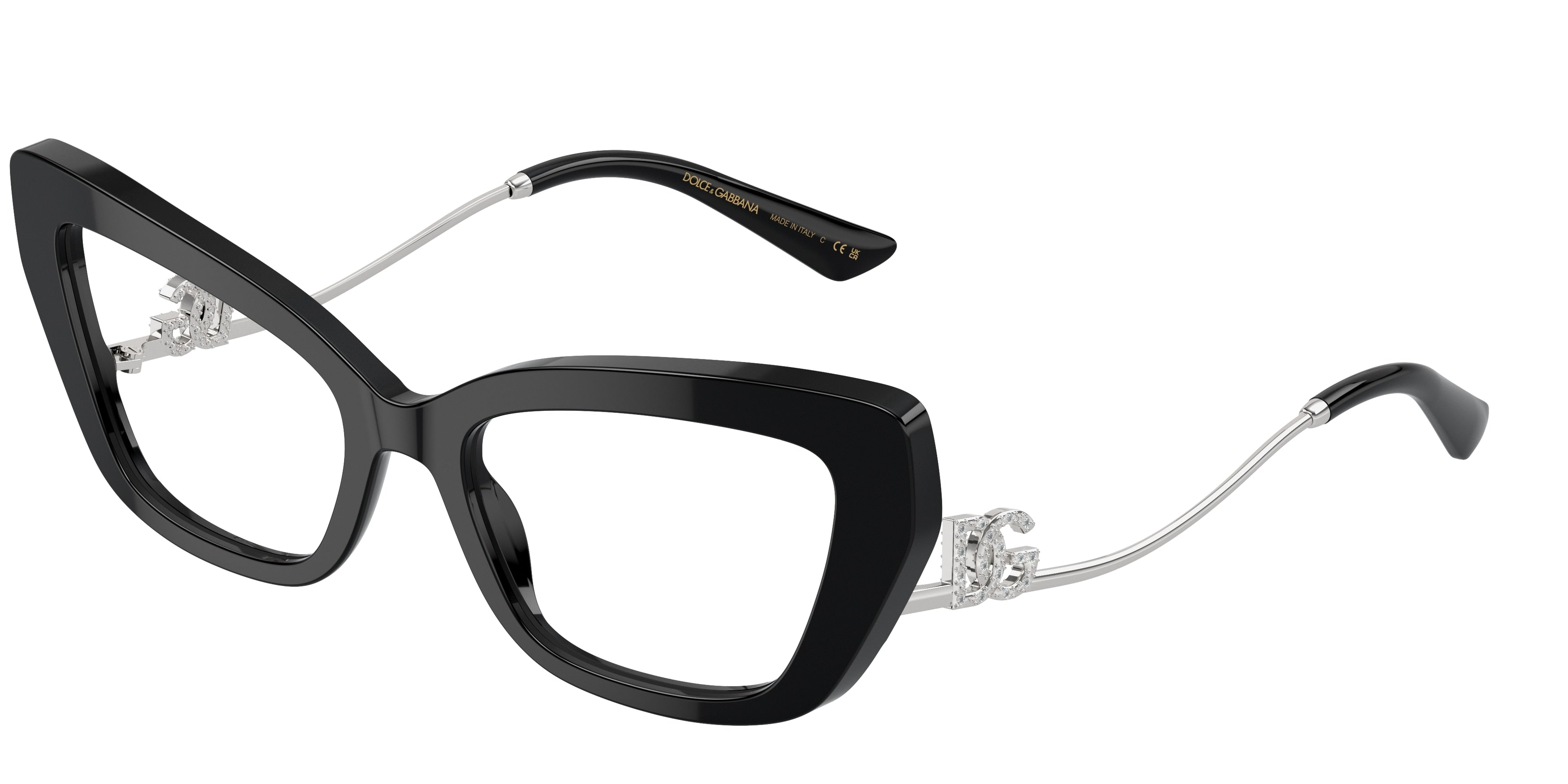 DOLCE & GABBANA DG3391B Cat Eye Eyeglasses 501-Black 56-145-19 - Color Map Black