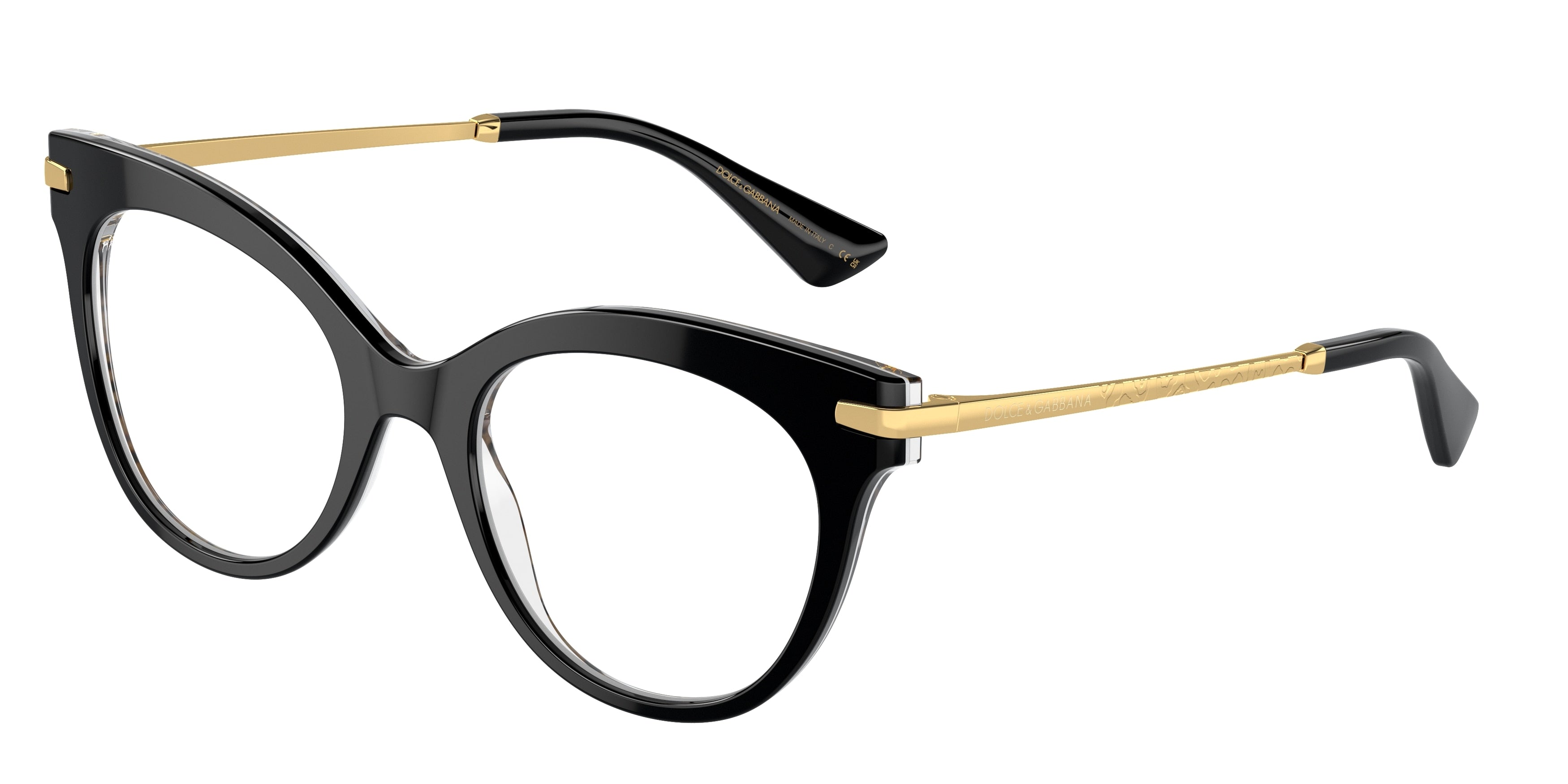DOLCE & GABBANA DG3392 Butterfly Eyeglasses 3299-Black On Leo 52-145-20 - Color Map Black