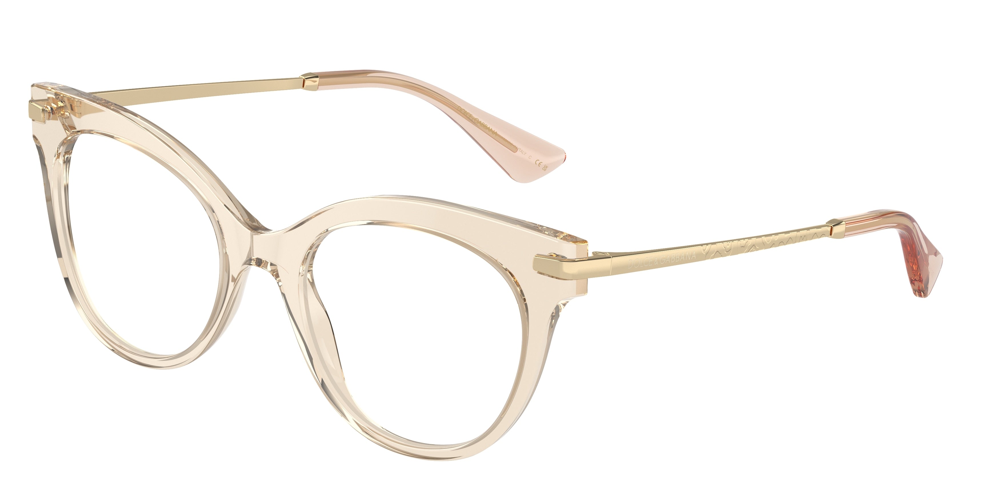 DOLCE & GABBANA DG3392 Butterfly Eyeglasses 3432-Transparent Camel 52-145-20 - Color Map Brown