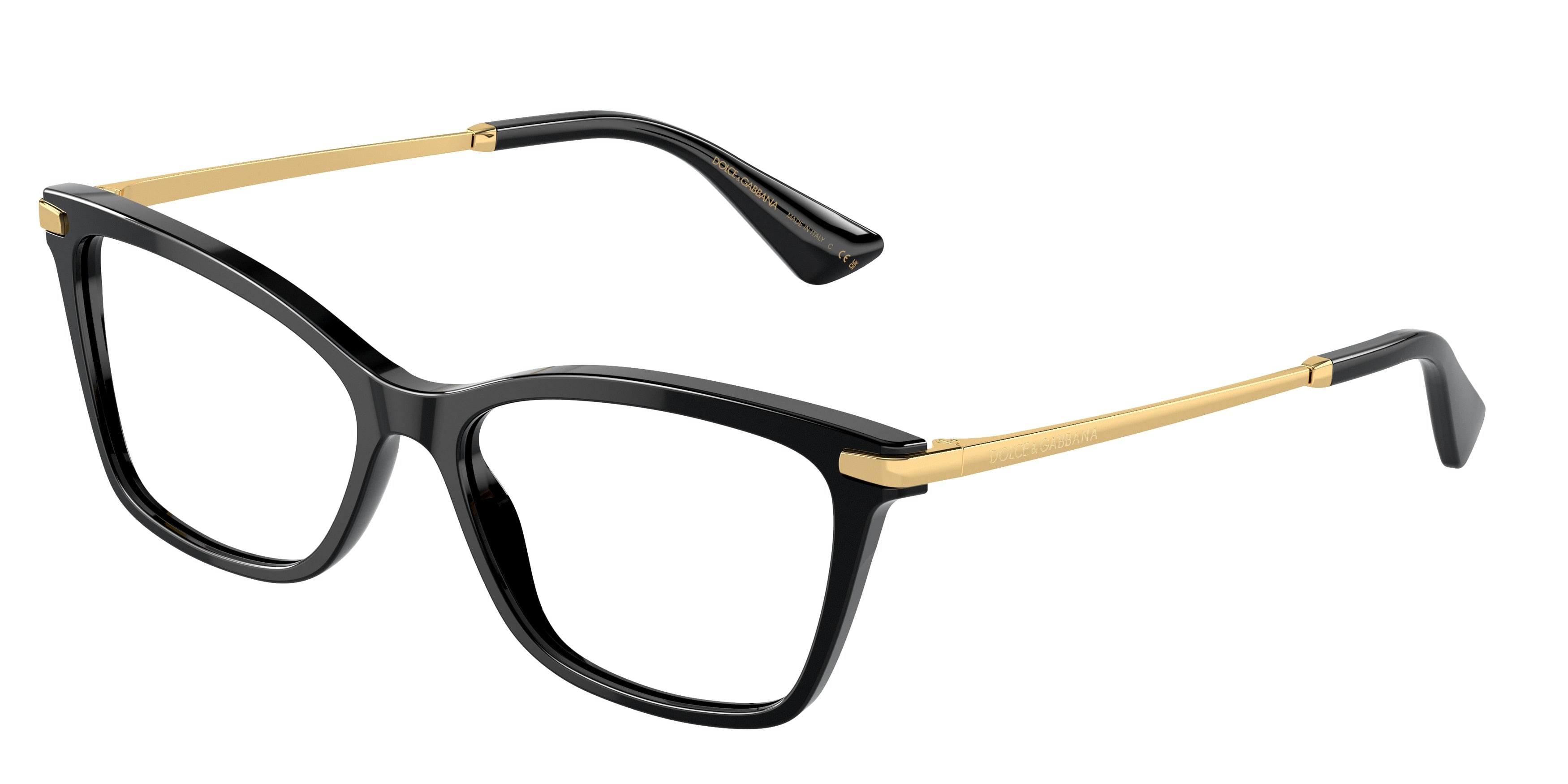 DOLCE & GABBANA DG3393 Rectangle Eyeglasses 501-Black 56-145-16 - Color Map Black