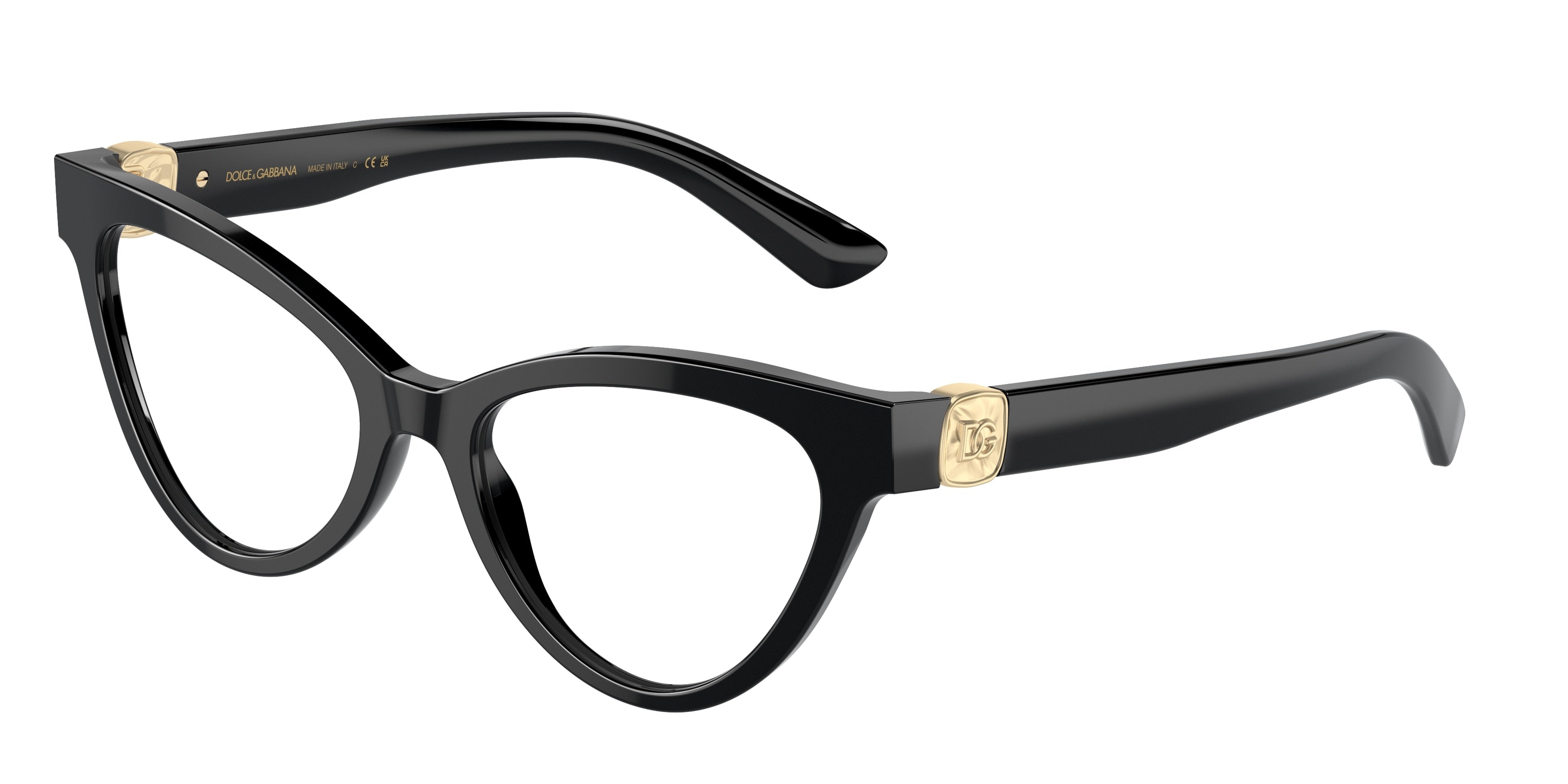 DOLCE & GABBANA DG3394 Cat Eye Eyeglasses 501-Black 52-145-18 - Color Map Black