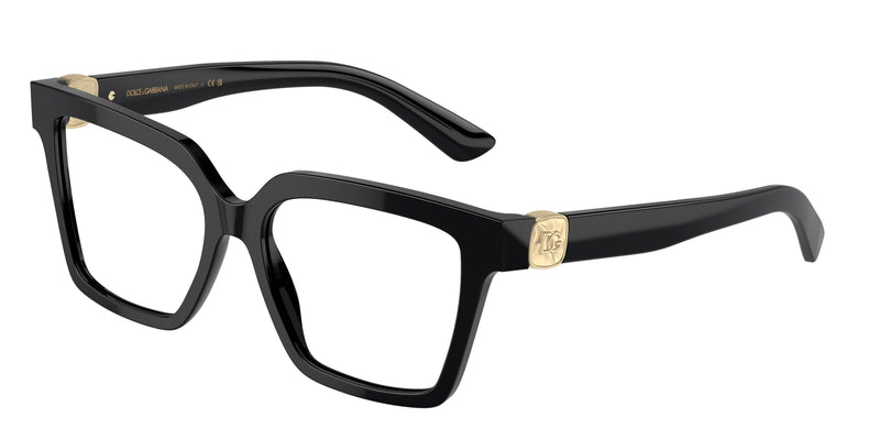DOLCE & GABBANA DG3395 Square Eyeglasses 501-Black 53-145-16 - Color Map Black