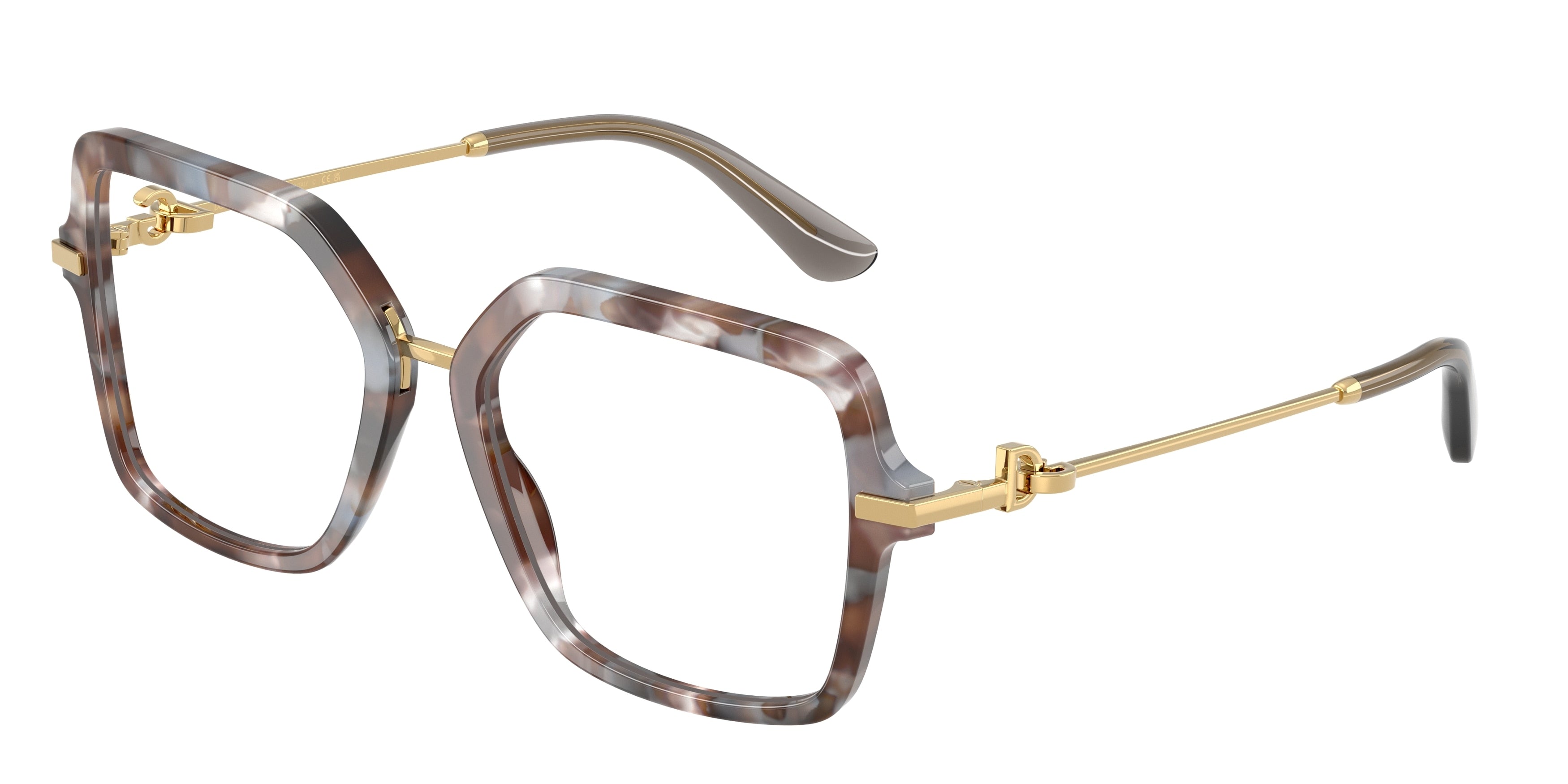 DOLCE & GABBANA DG3396 Square Eyeglasses 3445-Havana Grey 55-140-18 - Color Map Tortoise