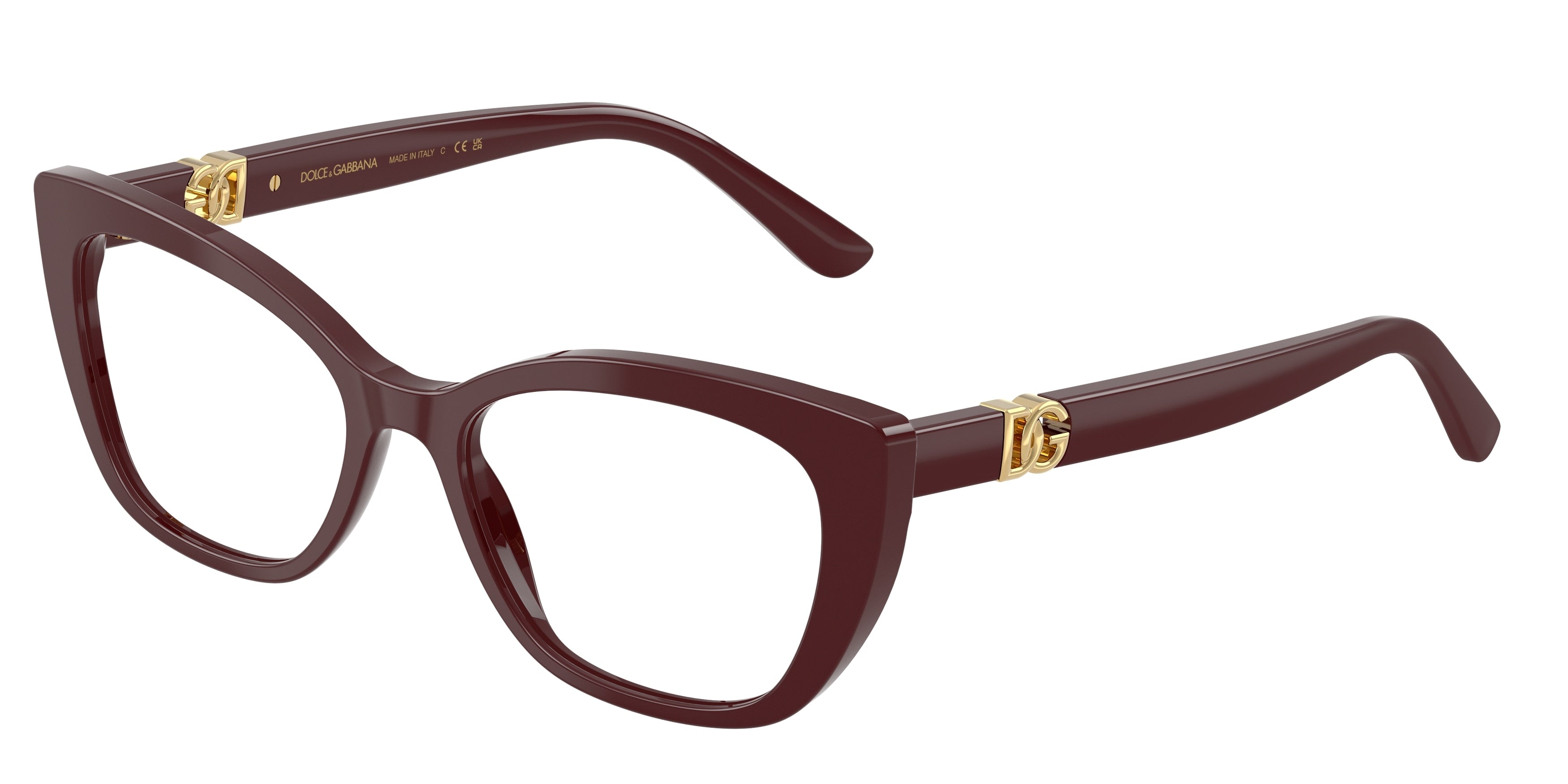 DOLCE & GABBANA DG3398 Cat Eye Eyeglasses 3091-Bordeaux 54-145-18 - Color Map Red
