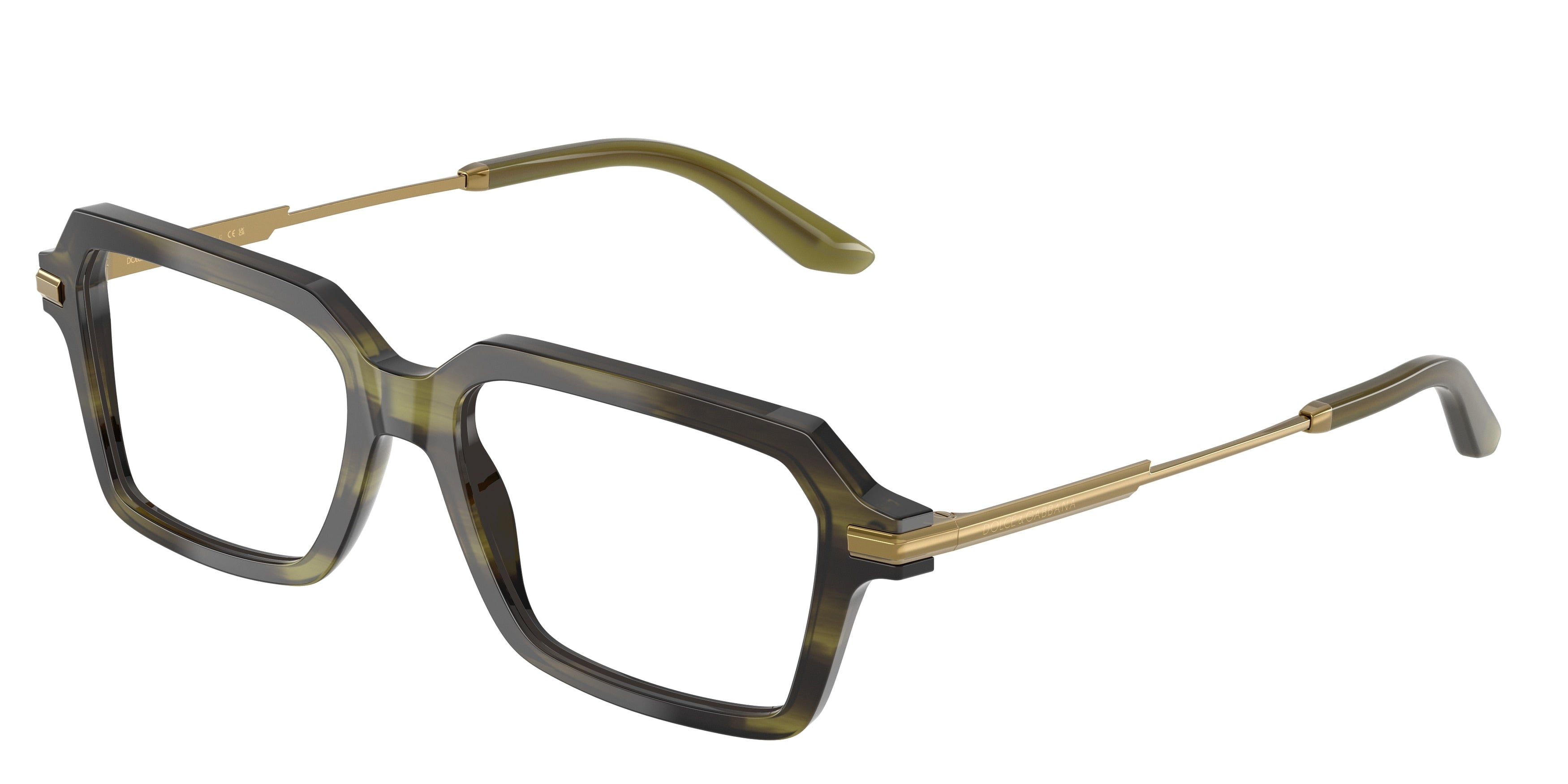 DOLCE & GABBANA DG3401 Rectangle Eyeglasses  3447-Striped Olive 54-145-17 - Color Map Green