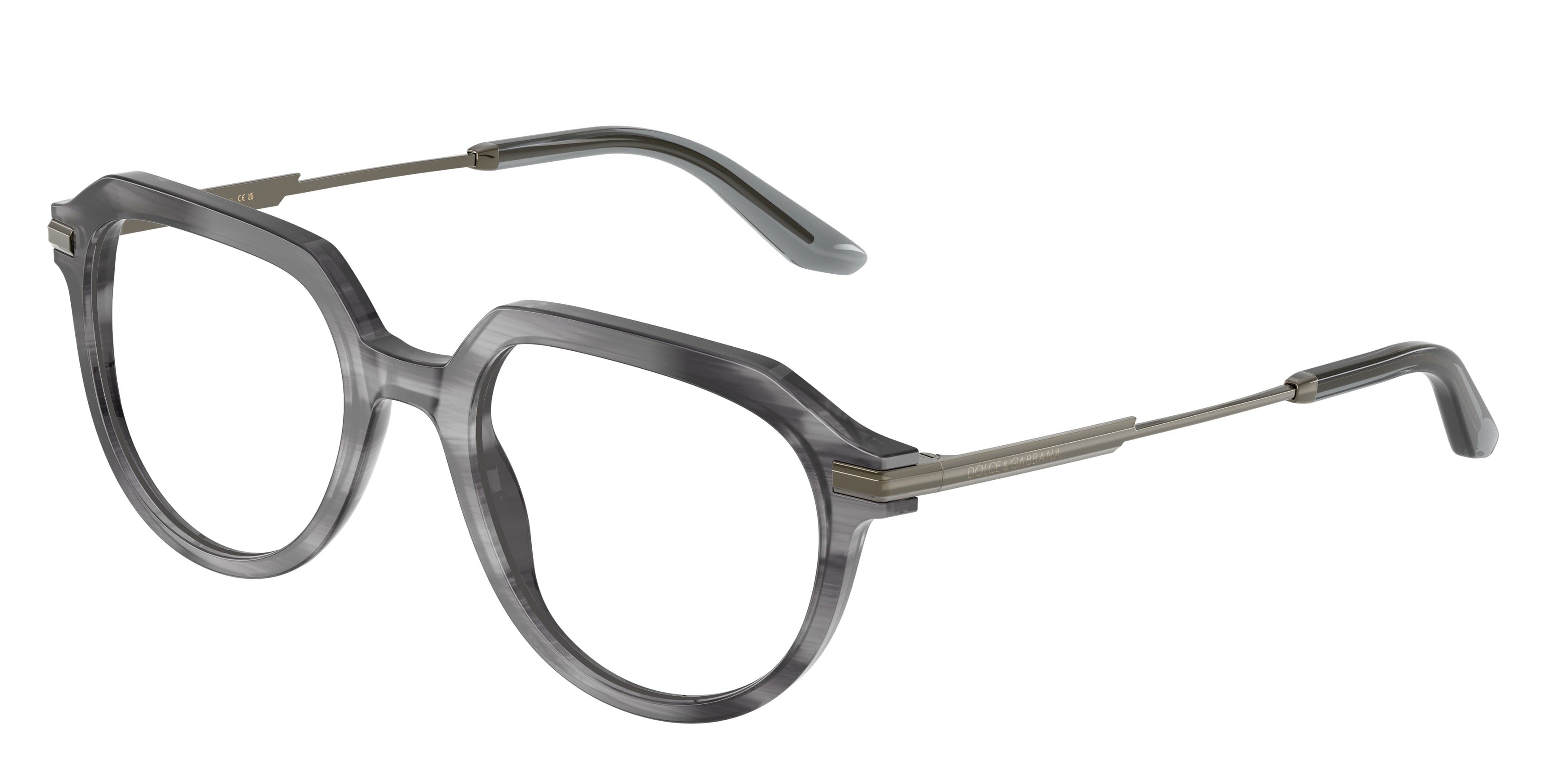 DOLCE & GABBANA DG3402 Phantos Eyeglasses  3449-Striped Grey 52-145-20 - Color Map Grey