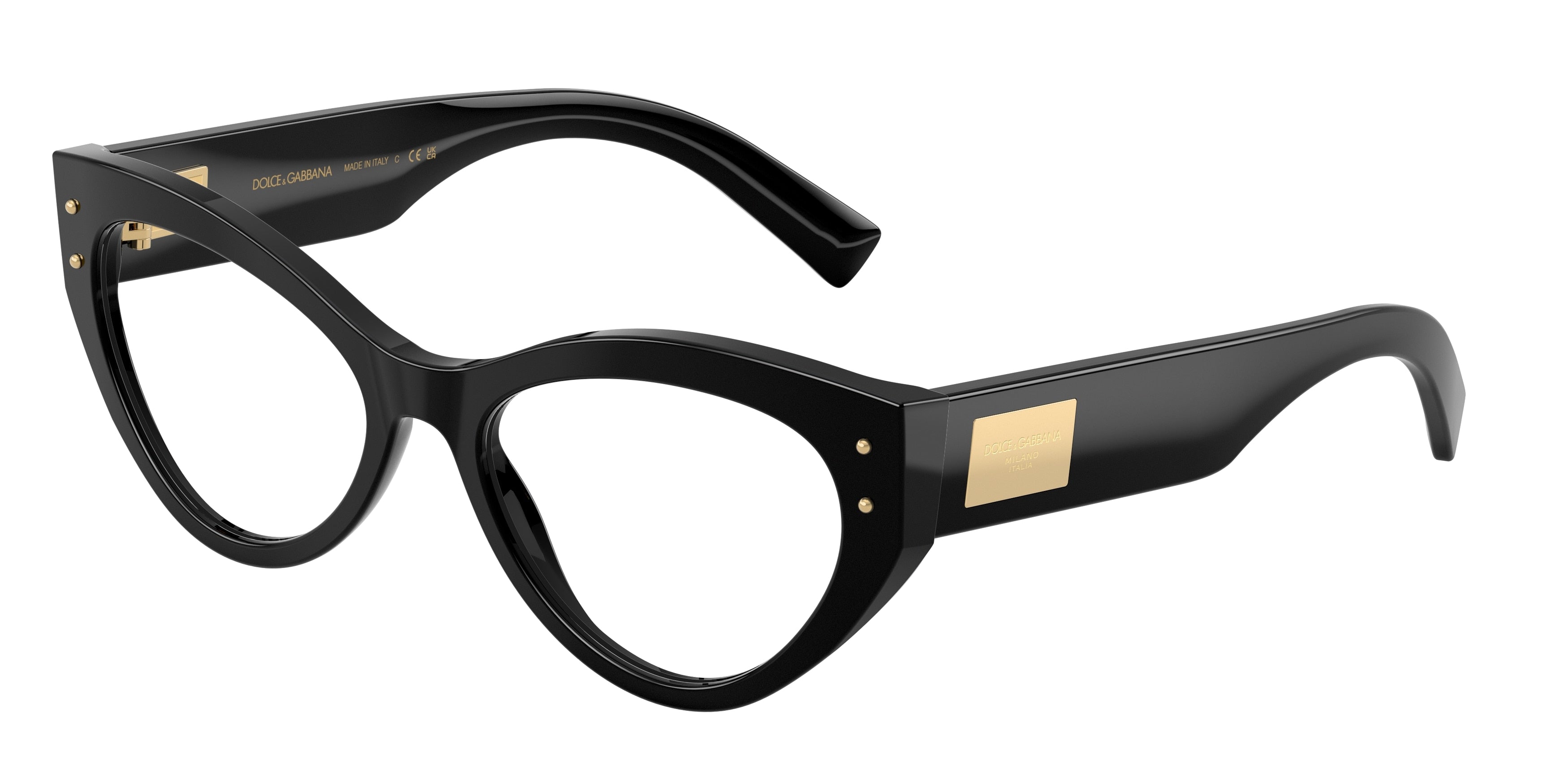 DOLCE & GABBANA DG3403 Cat Eye Eyeglasses 501-Black 54-140-18 - Color Map Black