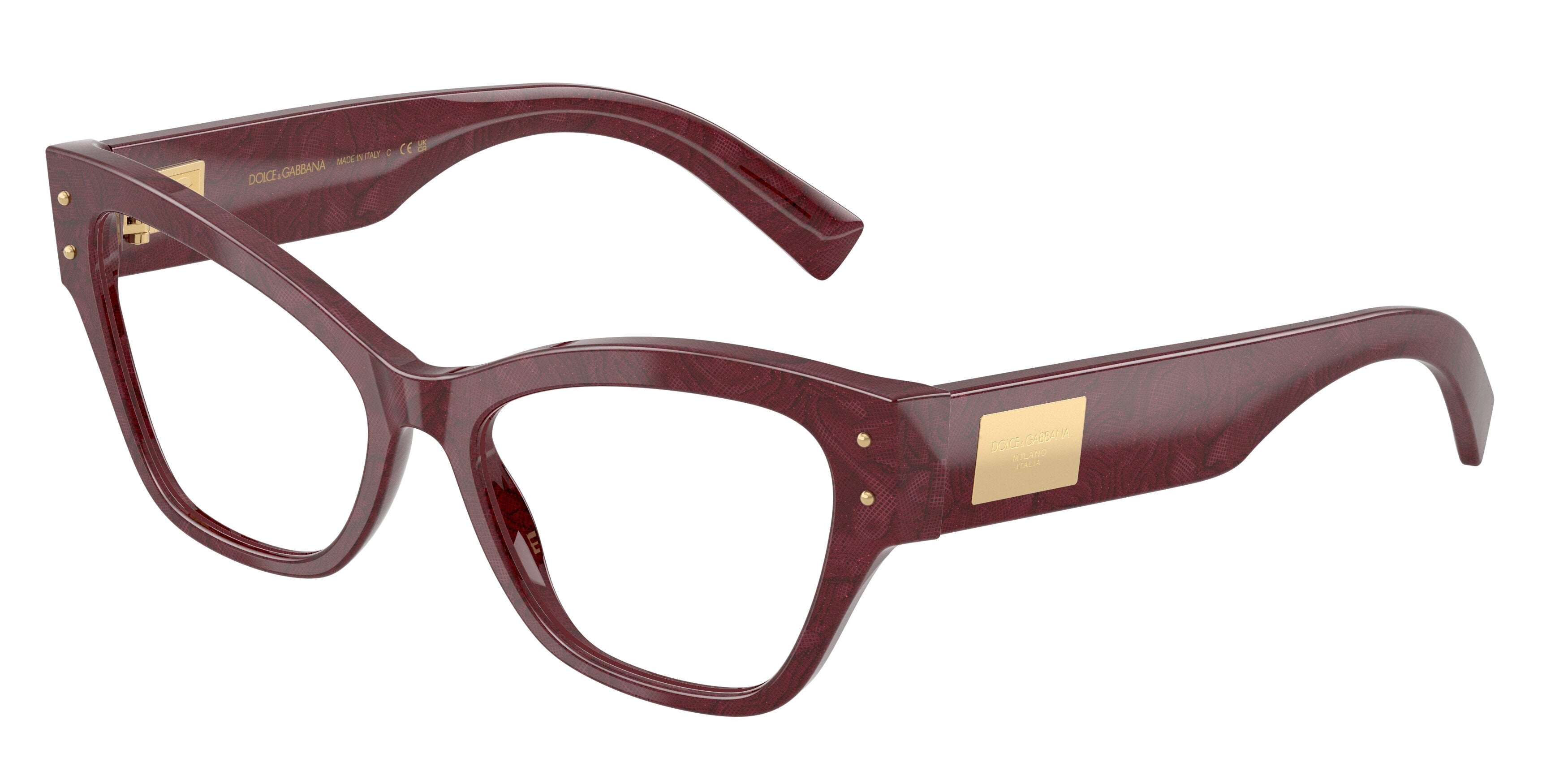 DOLCE & GABBANA DG3404F Butterfly Eyeglasses 3442-Bordeaux Lace 54-140-17 - Color Map Multicolor
