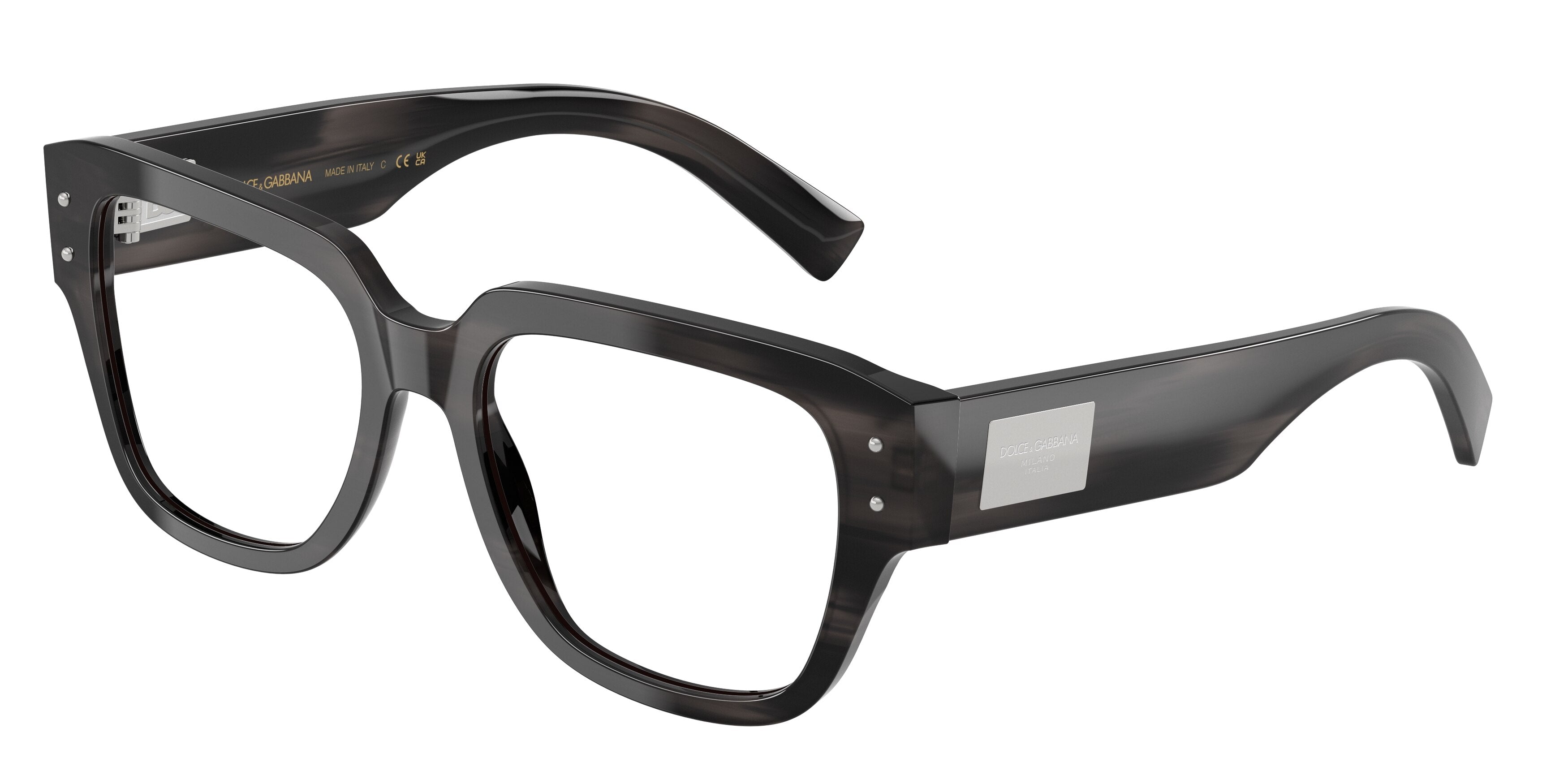 DOLCE & GABBANA DG3405F Square Eyeglasses 3440-Striped Grey 54-140-18 - Color Map Grey