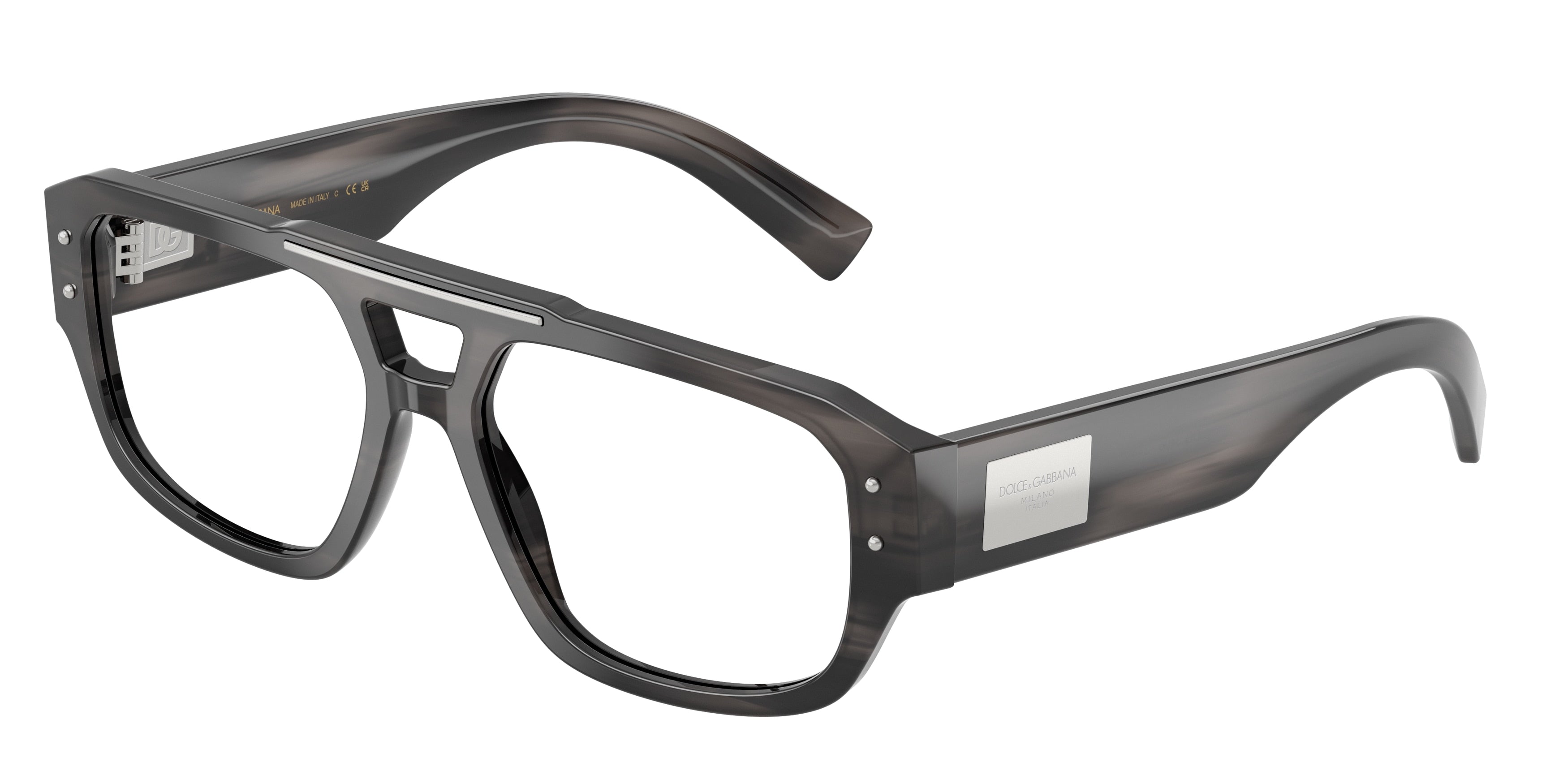 DOLCE & GABBANA DG3406 Pilot Eyeglasses 3440-Striped Grey 56-140-17 - Color Map Grey