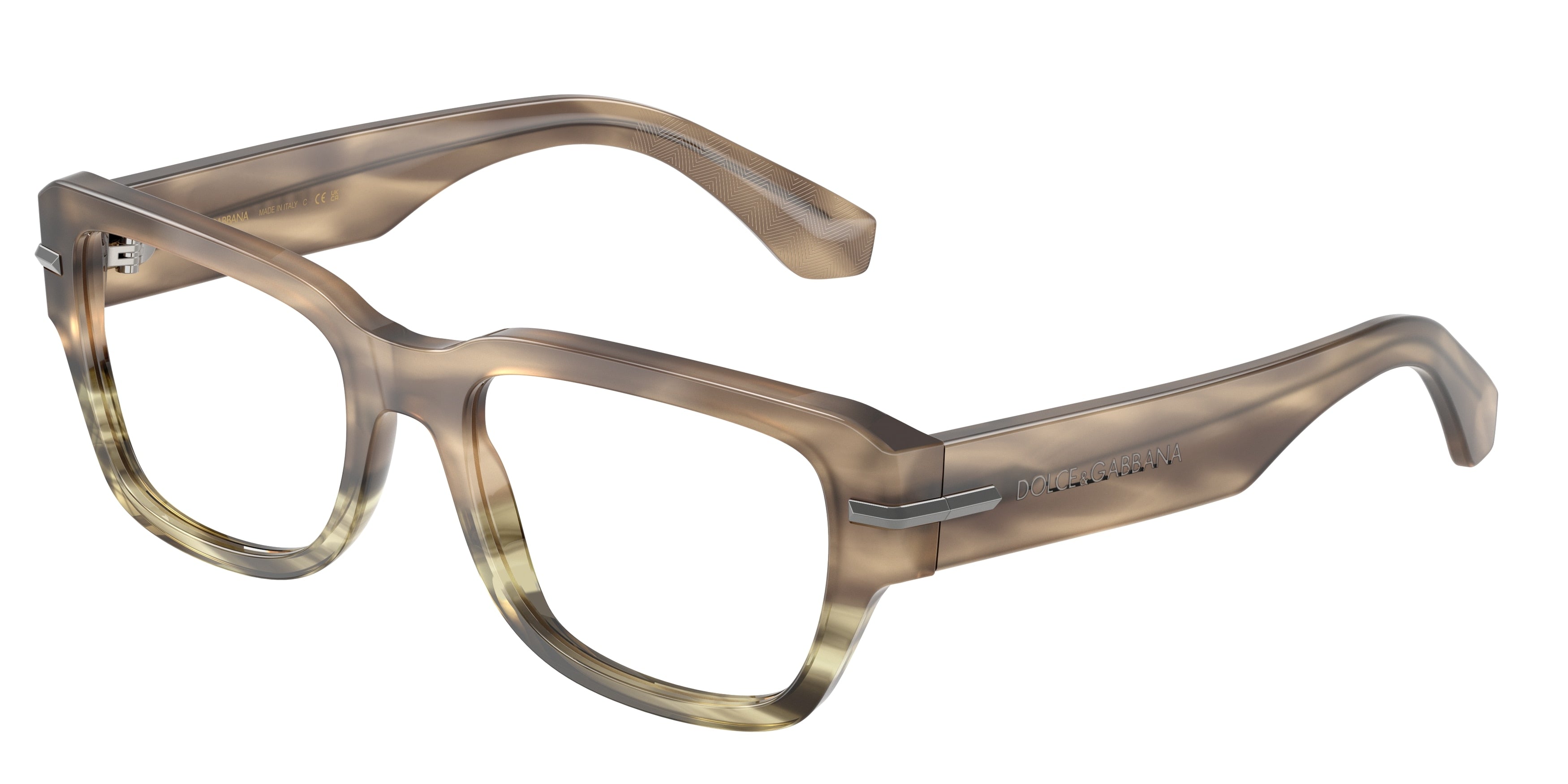 DOLCE & GABBANA DG3408 Square Eyeglasses 3439-Havana Green 54-145-19 - Color Map Brown
