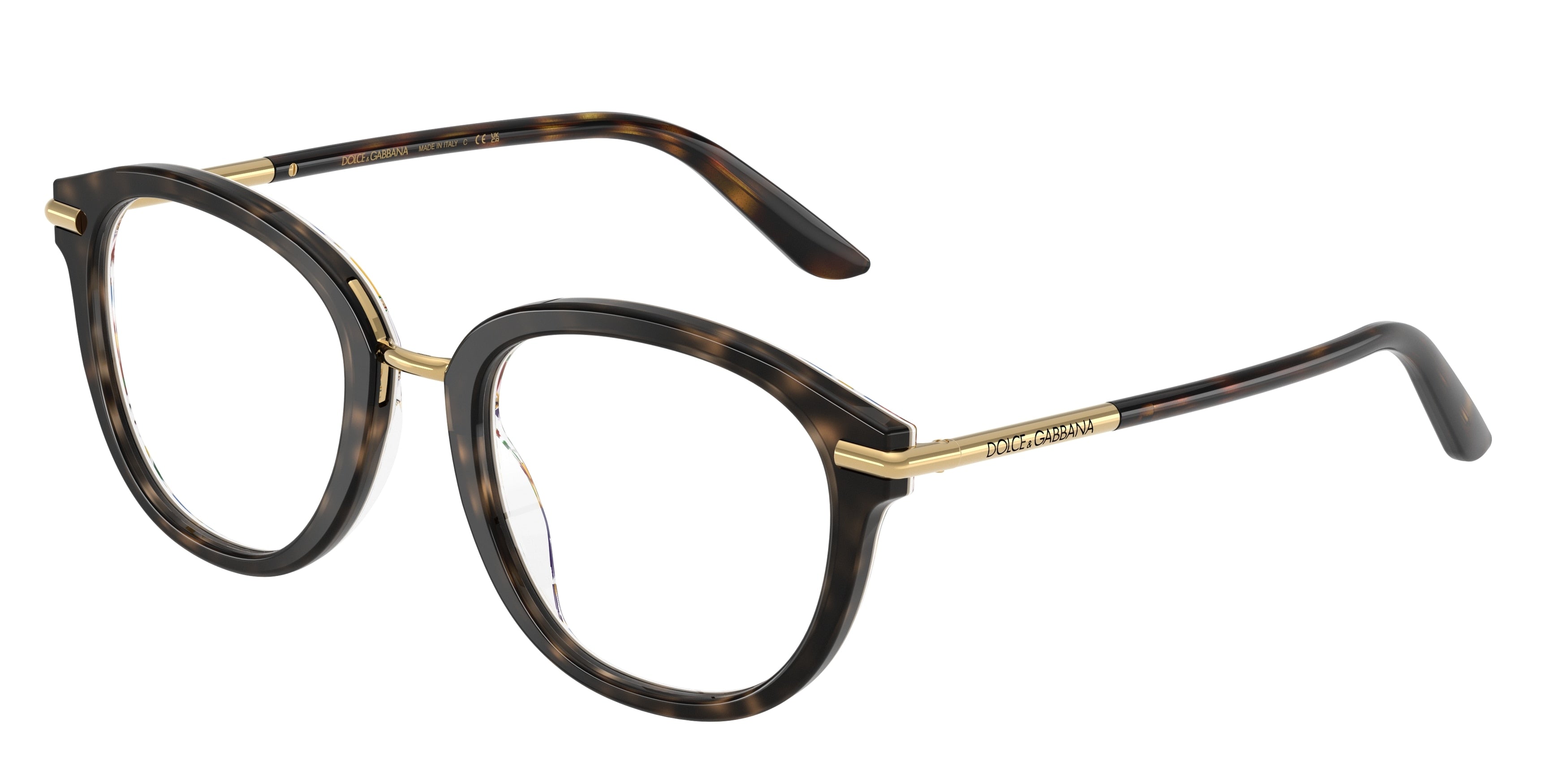 DOLCE & GABBANA DG3410 Phantos Eyeglasses 3217-Havana On White Barrow 52-145-21 - Color Map Tortoise