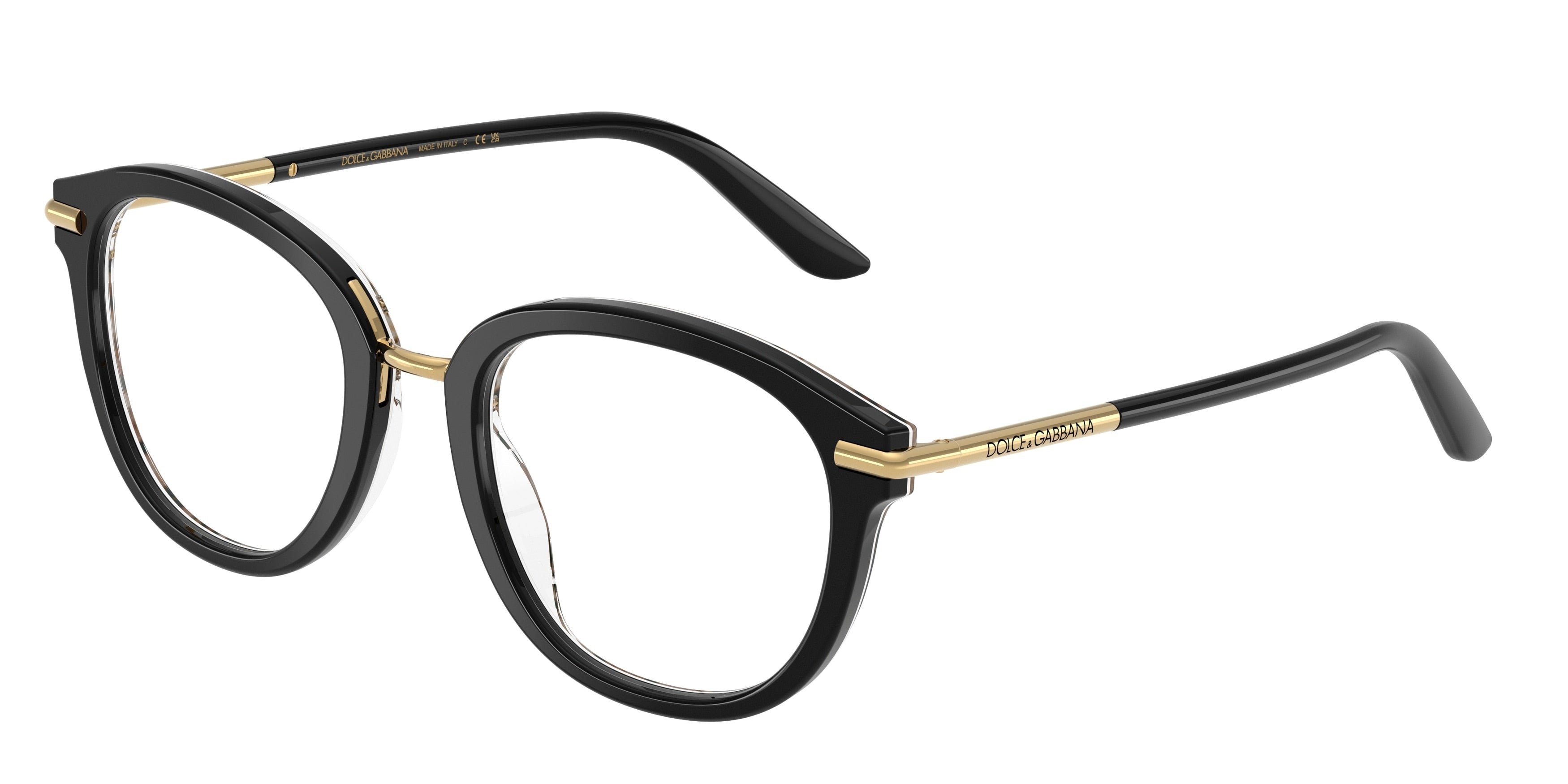 DOLCE & GABBANA DG3410 Phantos Eyeglasses 3299-Top Black On Leo 52-145-21 - Color Map Black