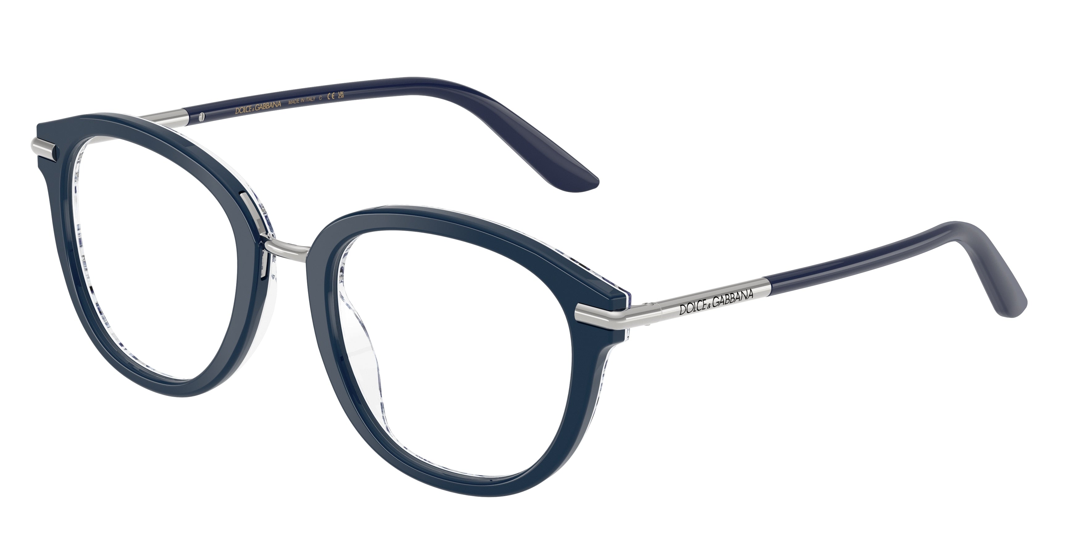 DOLCE & GABBANA DG3410 Phantos Eyeglasses 3414-Blue On Blue Maiolica 52-145-21 - Color Map Blue