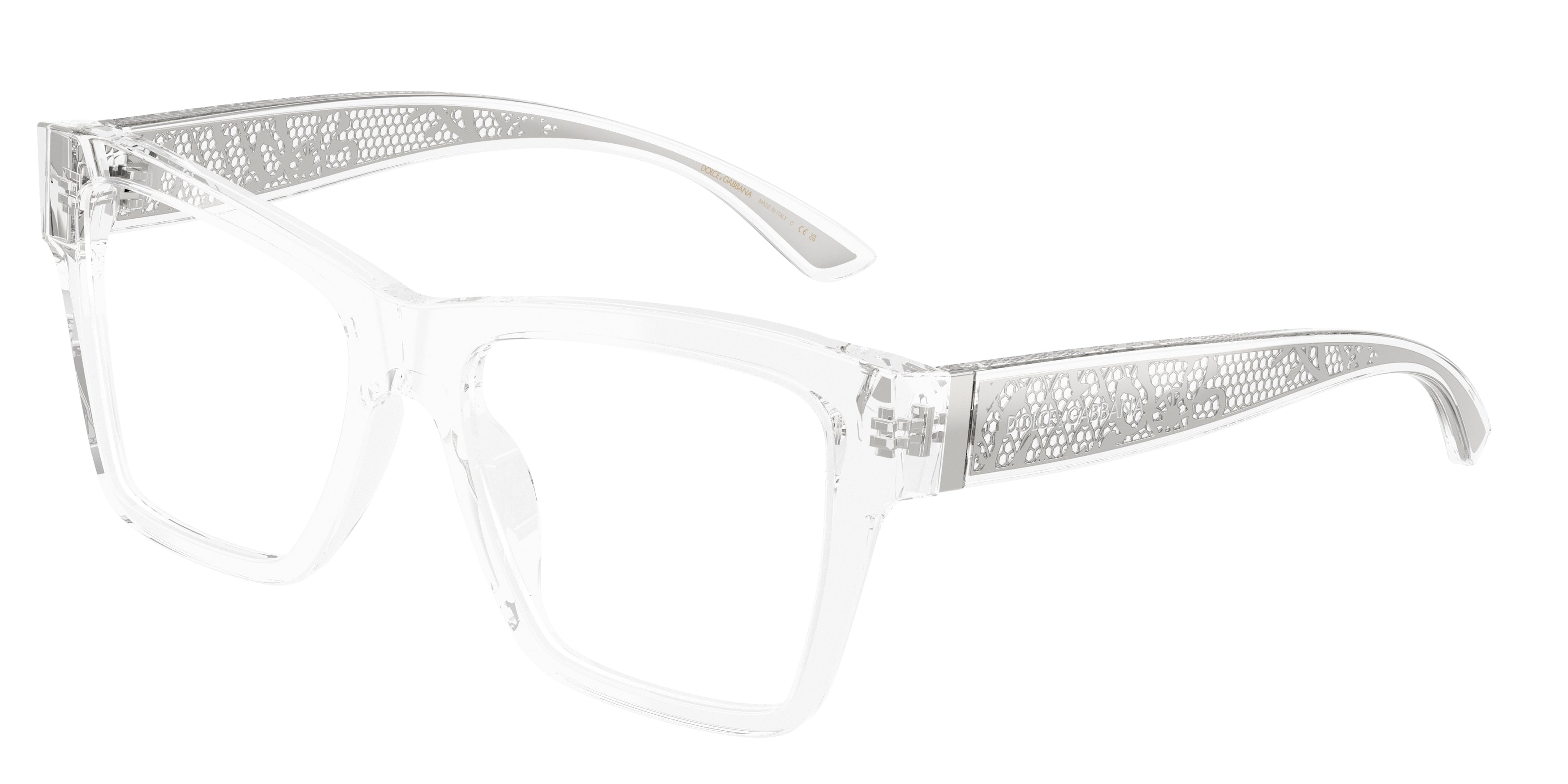 DOLCE & GABBANA DG3411 Square Eyeglasses 3133-Crystal 54-145-18 - Color Map Transparent