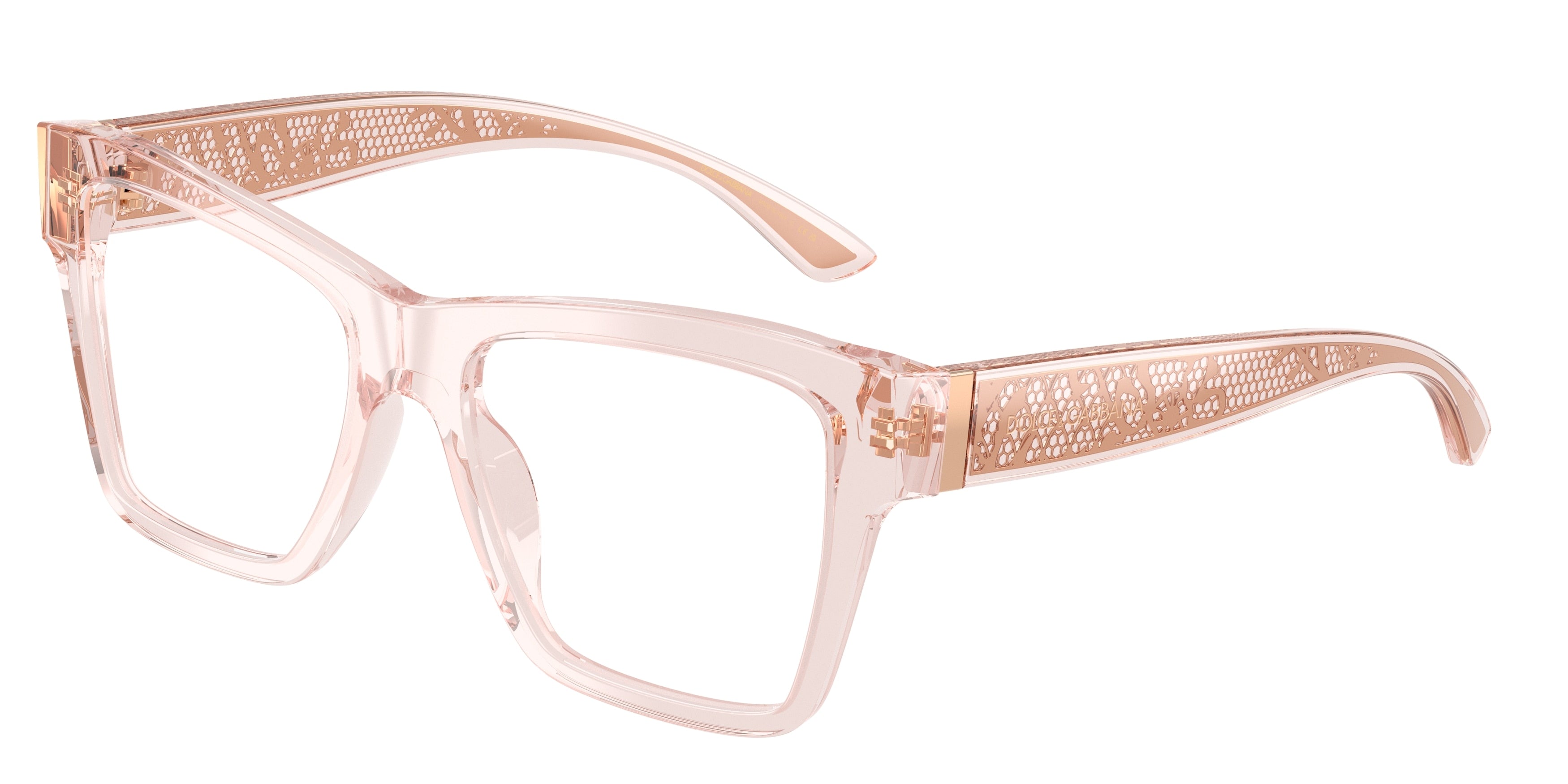 DOLCE & GABBANA DG3411 Square Eyeglasses 3148-Transparent Rose 54-145-18 - Color Map Pink