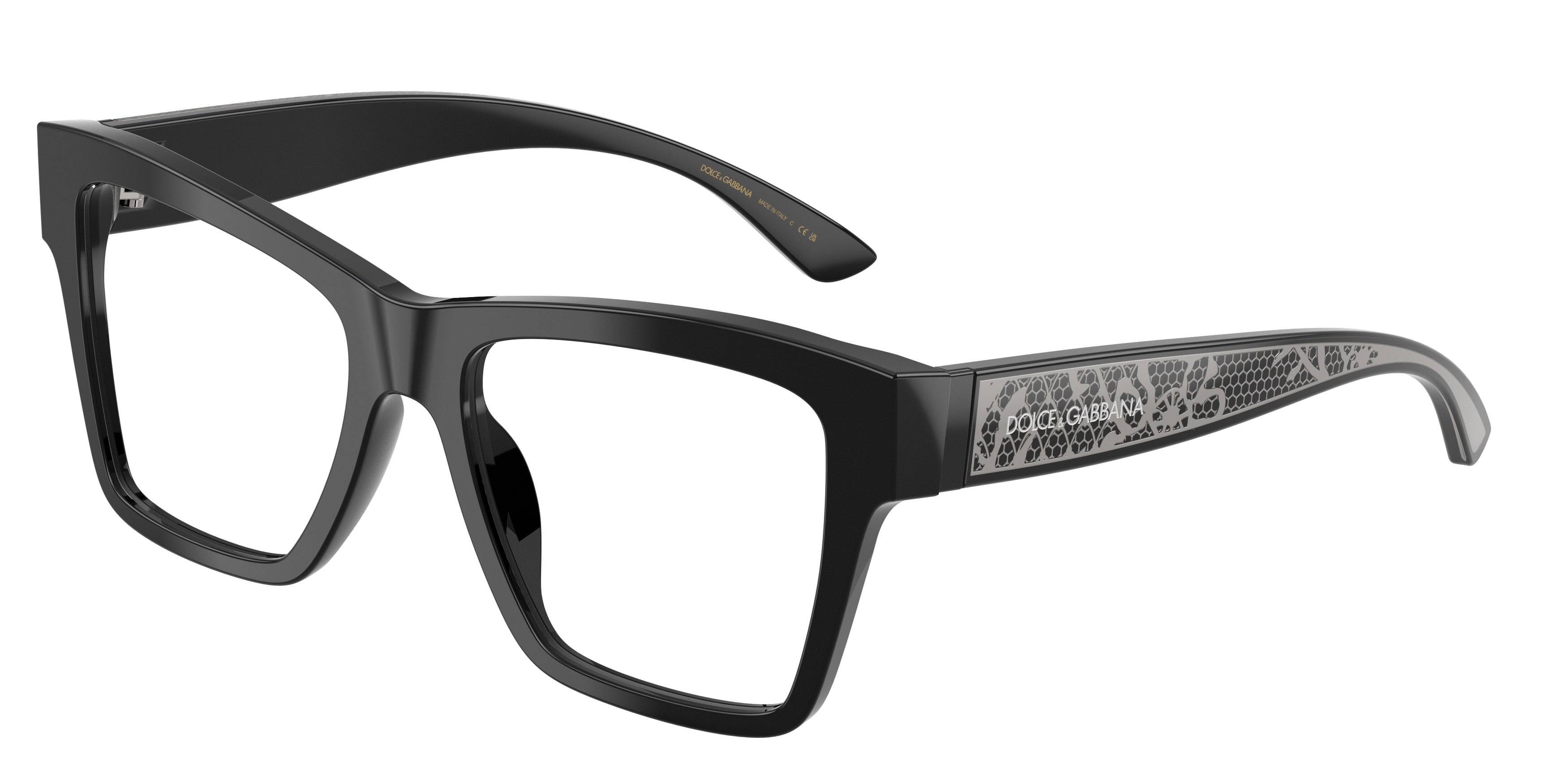 DOLCE & GABBANA DG3411 Square Eyeglasses 501-Black 54-145-18 - Color Map Black