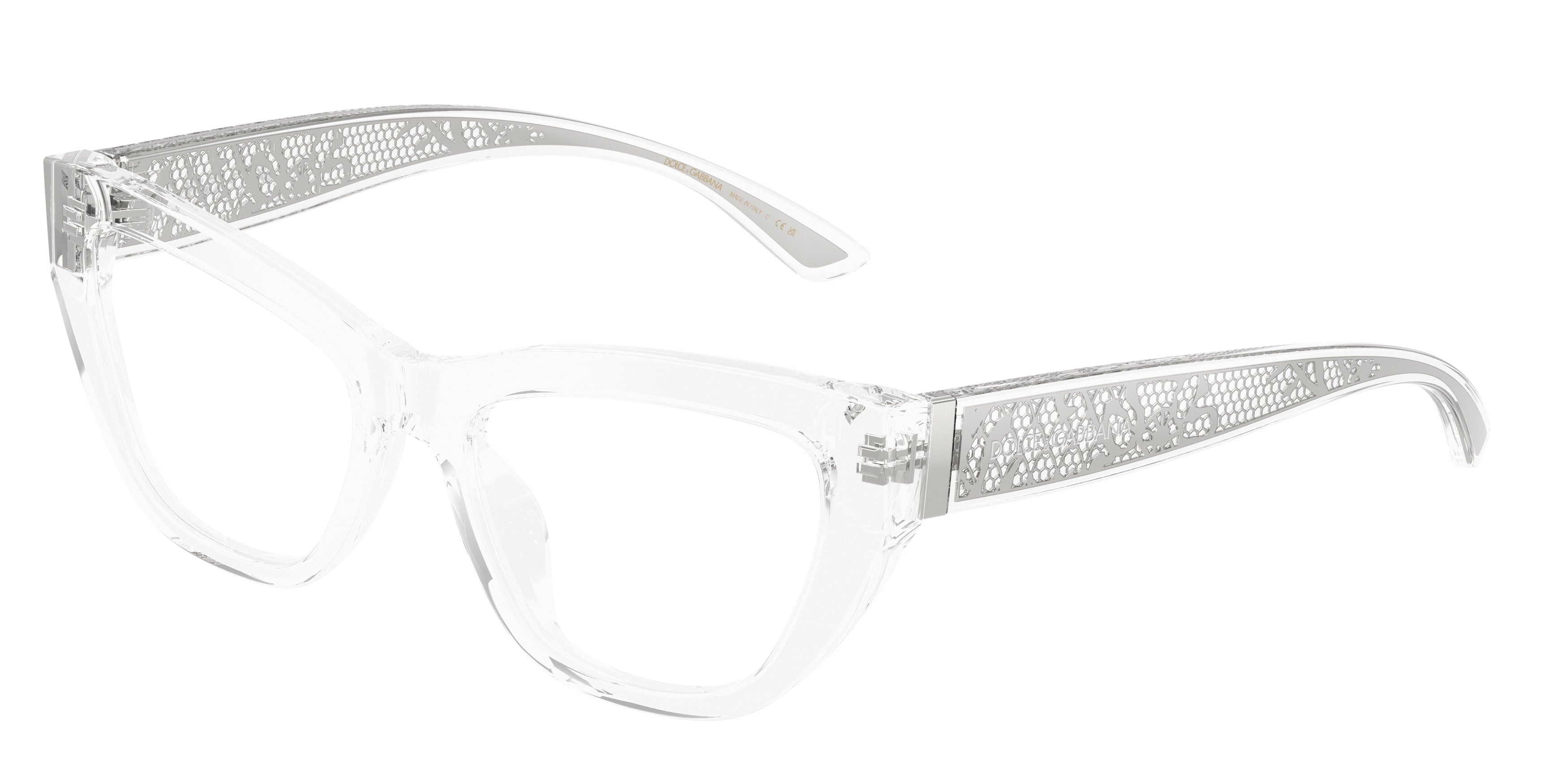 DOLCE & GABBANA DG3412 Cat Eye Eyeglasses 3133-Crystal 53-145-18 - Color Map Transparent