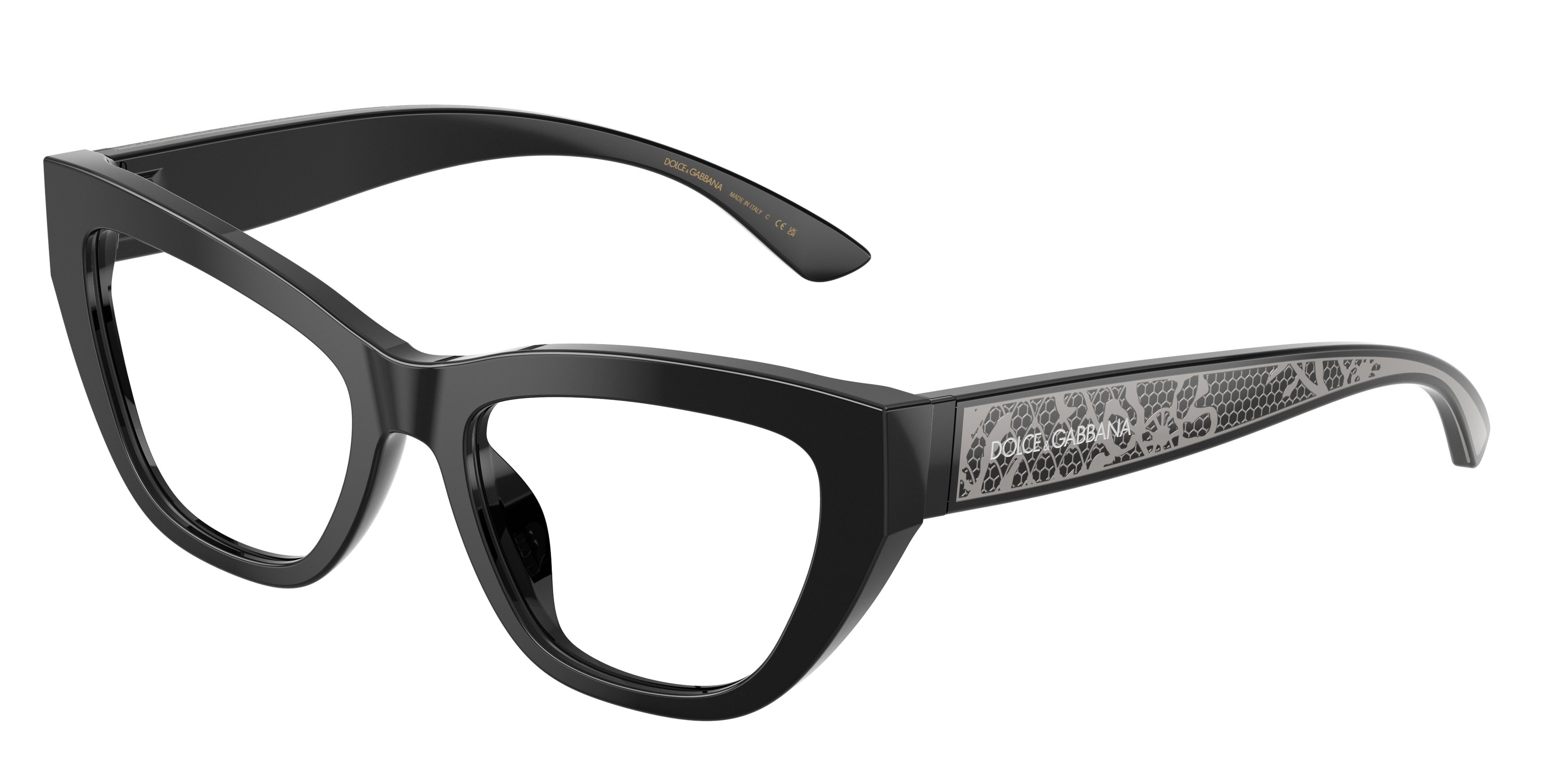 DOLCE & GABBANA DG3412 Cat Eye Eyeglasses 501-Black 53-145-18 - Color Map Black