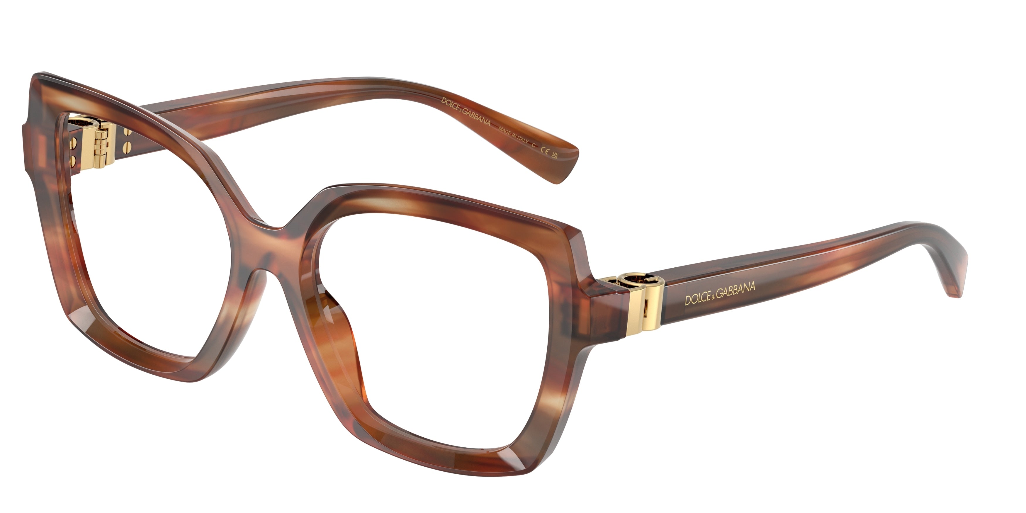 DOLCE & GABBANA DG3413 Butterfly Eyeglasses  3221-Striped Brown 55-140-17 - Color Map Tortoise