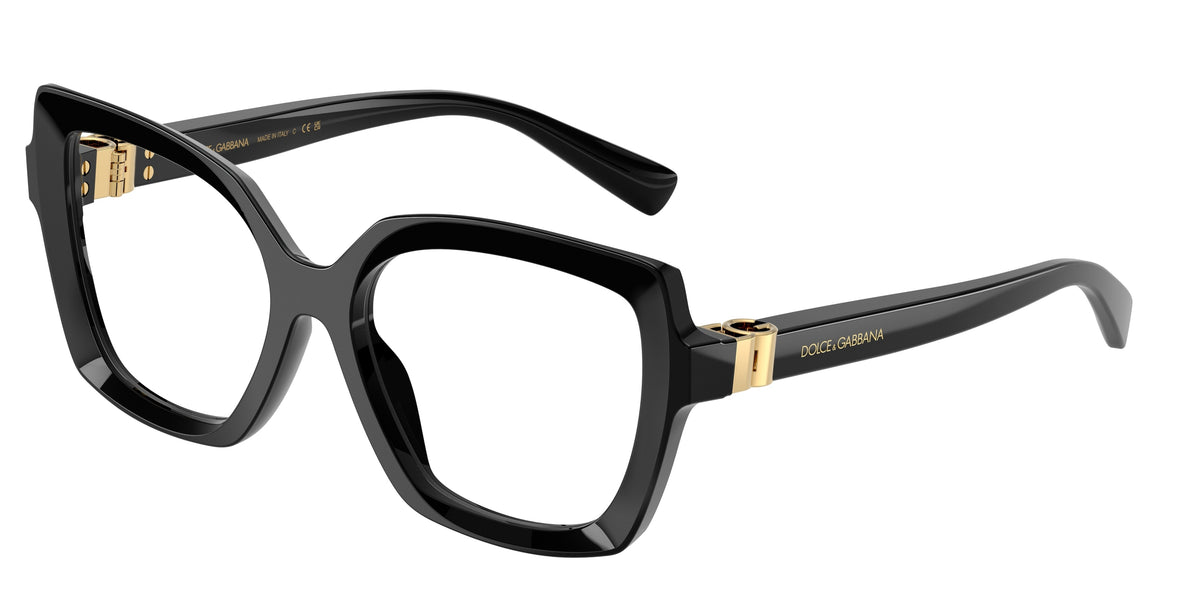 DOLCE & GABBANA DG3413 Butterfly Eyeglasses 501-Black 55-140-17 - Color Map Black