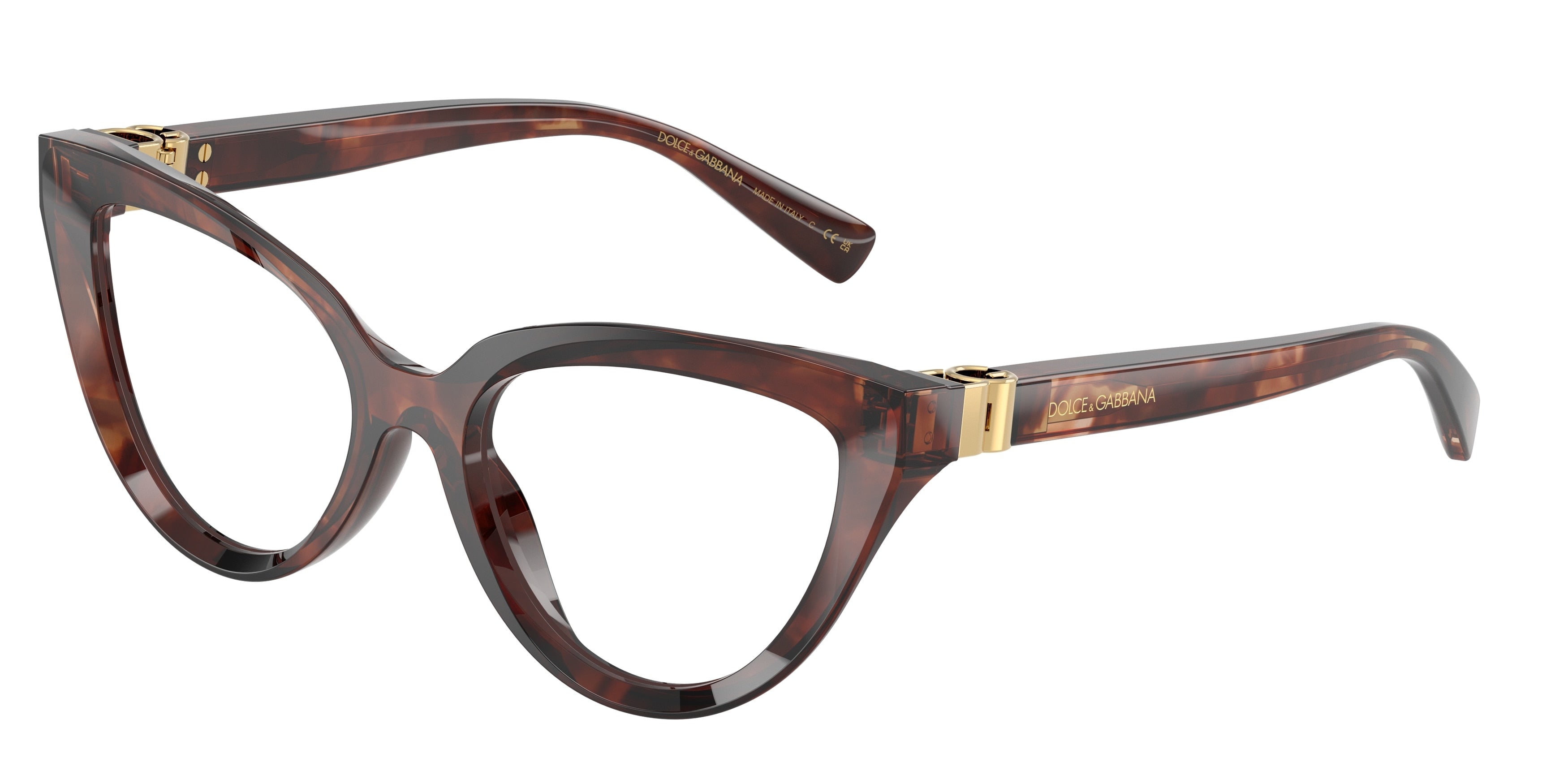 DOLCE & GABBANA DG3414 Cat Eye Eyeglasses 3222-Dark Red Havana 54-140-18 - Color Map Red